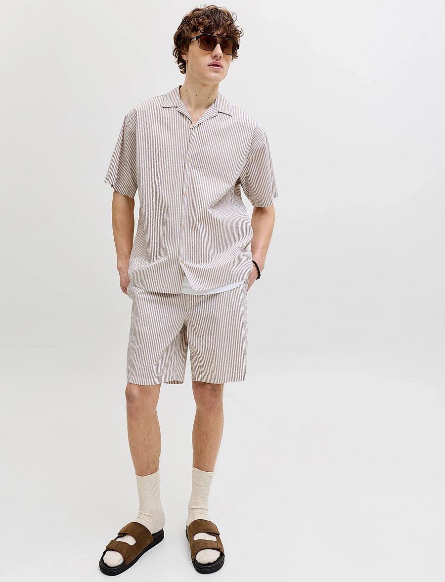 Jack & Jones - JPSTJAIDEN MILO SEERSUCKER SHORT REG - casual shorts - string - 5