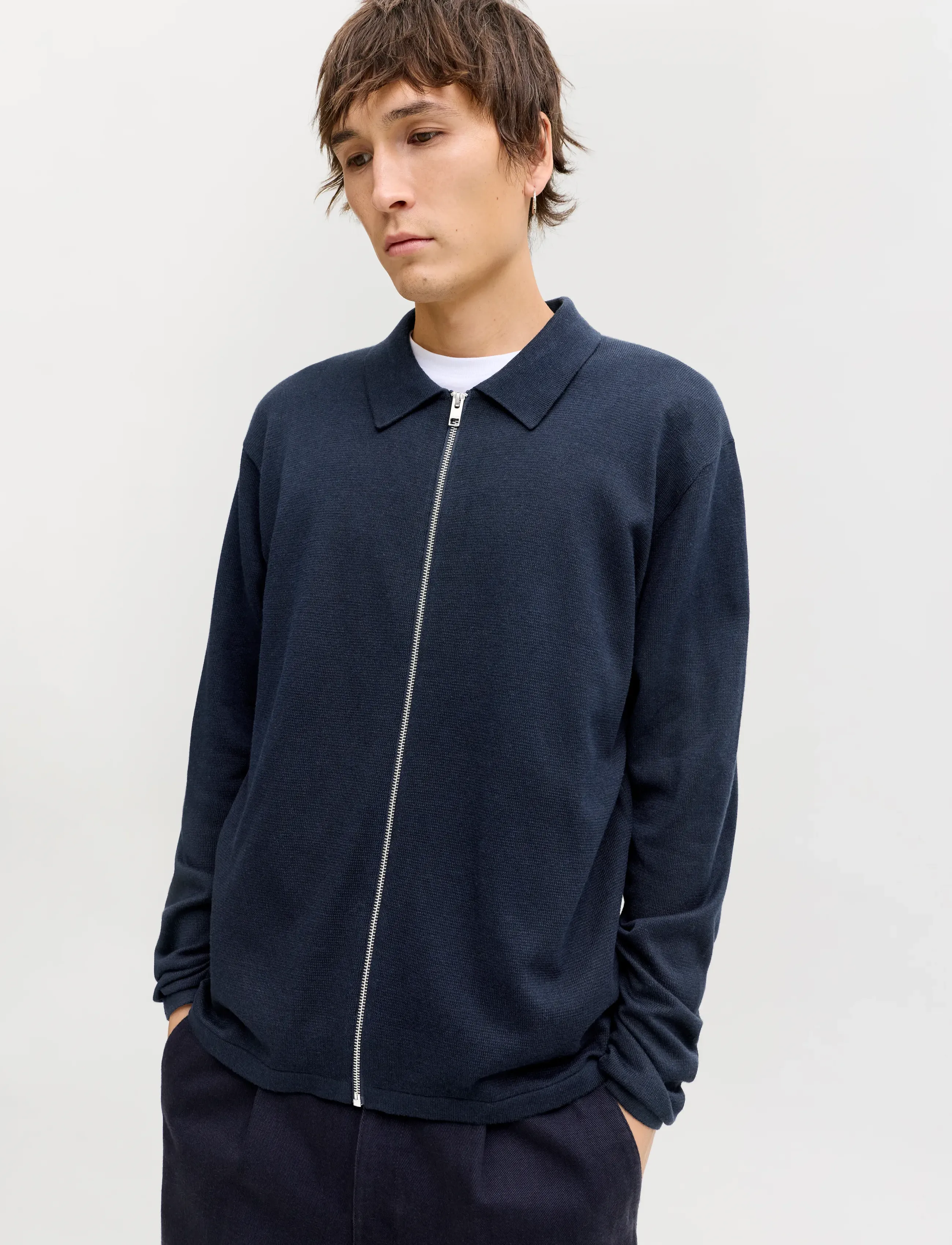 Jack & Jones JJCOLE KNIT ZIP CARDIGAN - Strickmode - NAVY BLAZER / navy
