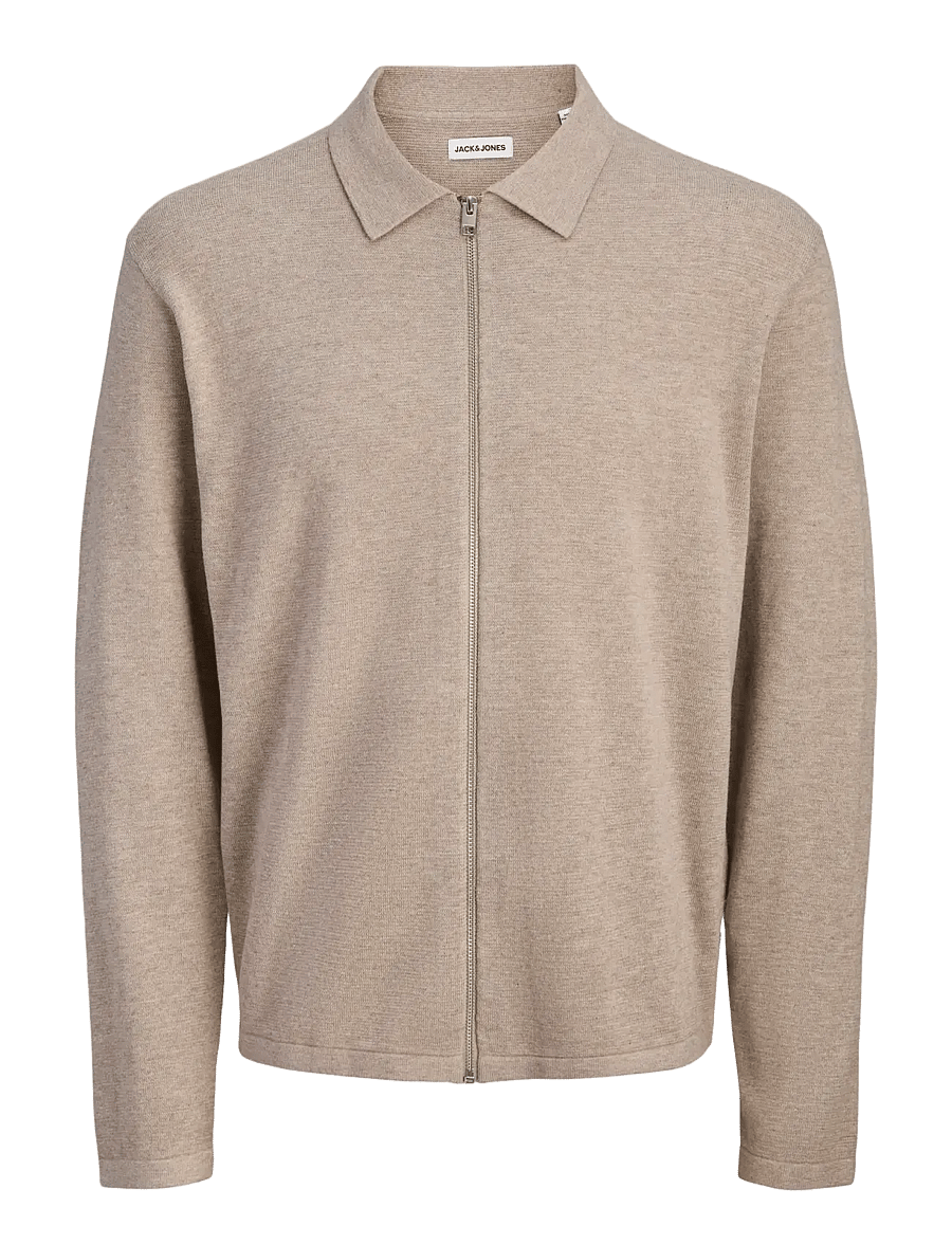 Jack & Jones - JJCOLE KNIT ZIP CARDIGAN - pullover mit durchgehendem reißverschluss - string - 1