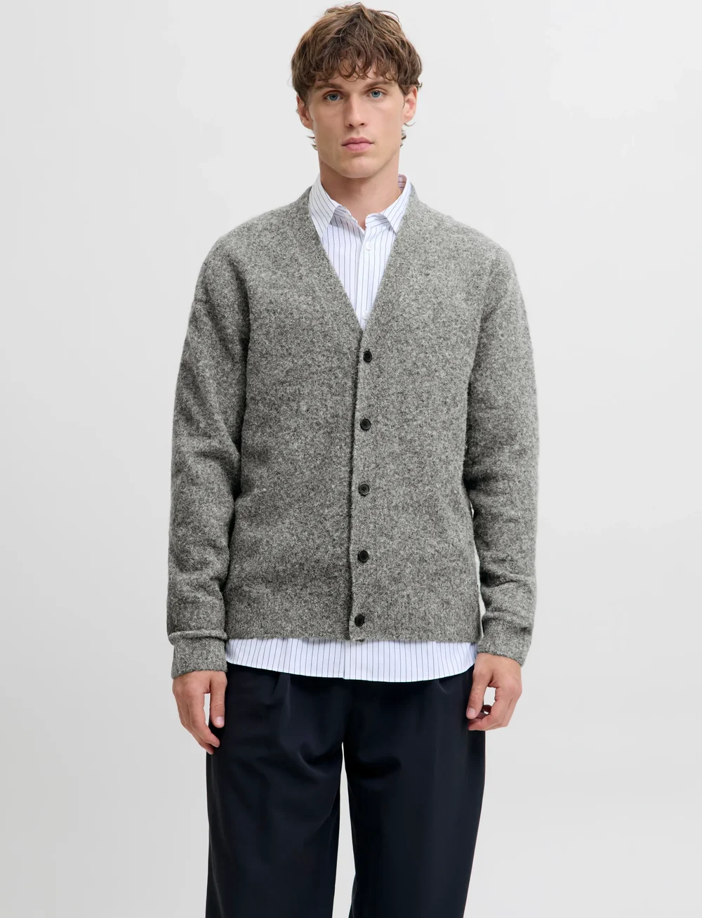 Jack & Jones - JPRBLASIMON SOUFFLE KNIT CARDIGAN - cardigans - medium grey melange - 5
