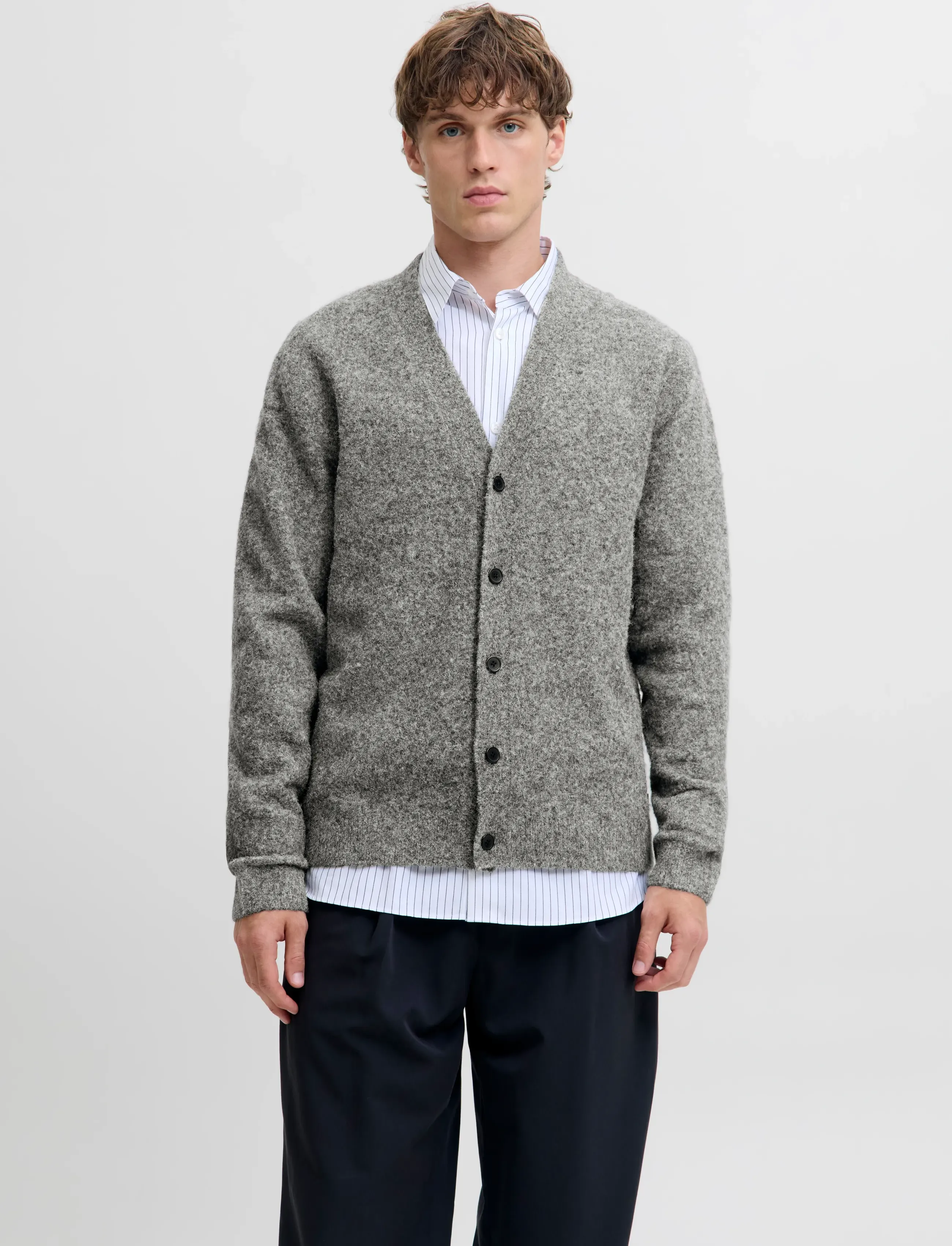 Jack & Jones - JPRBLASIMON SOUFFLE KNIT CARDIGAN - cardigans - medium grey melange - 5