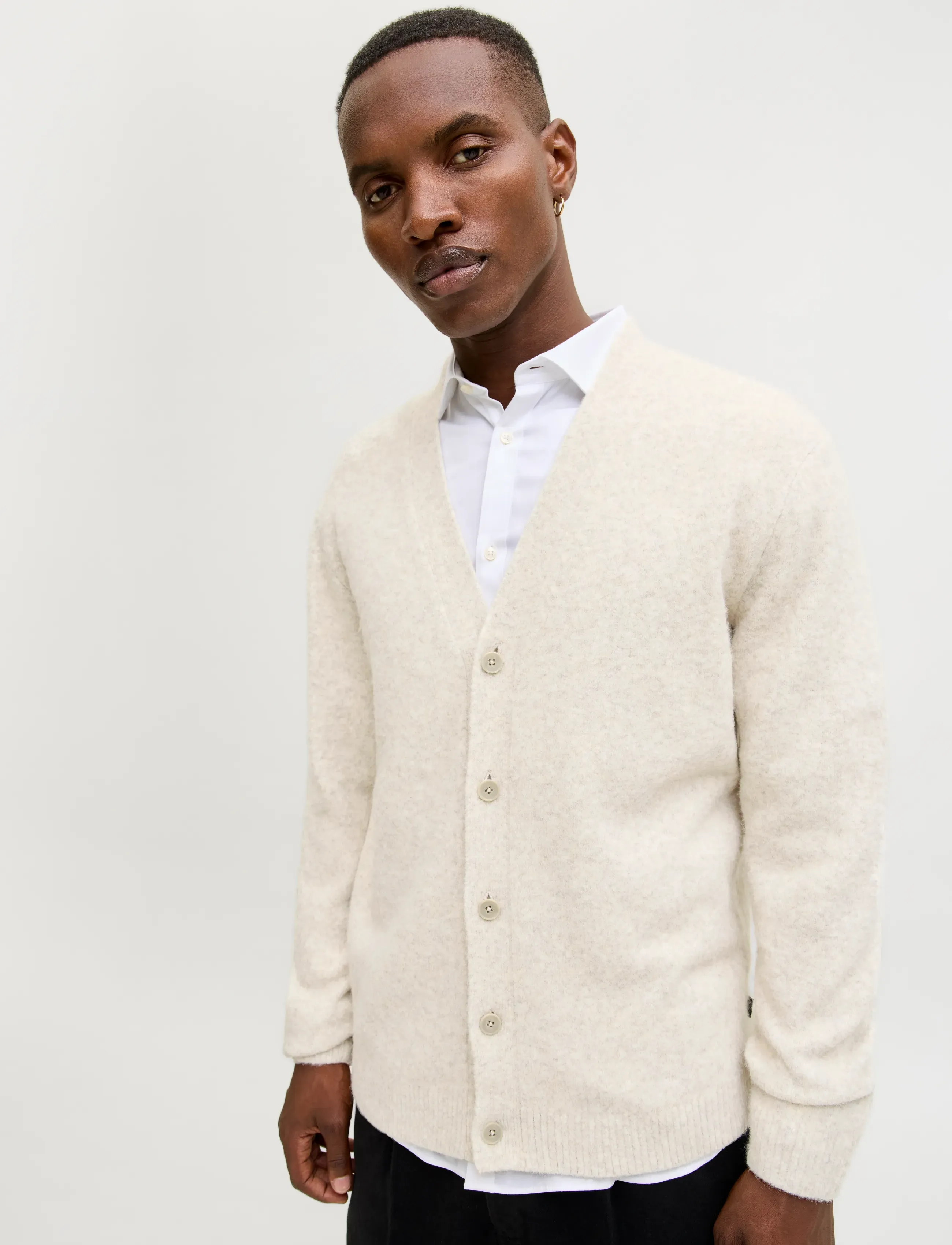 Jack & Jones JPRBLASIMON SOUFFLE KNIT CARDIGAN - Tänavastiil - SILVER LINING / cream