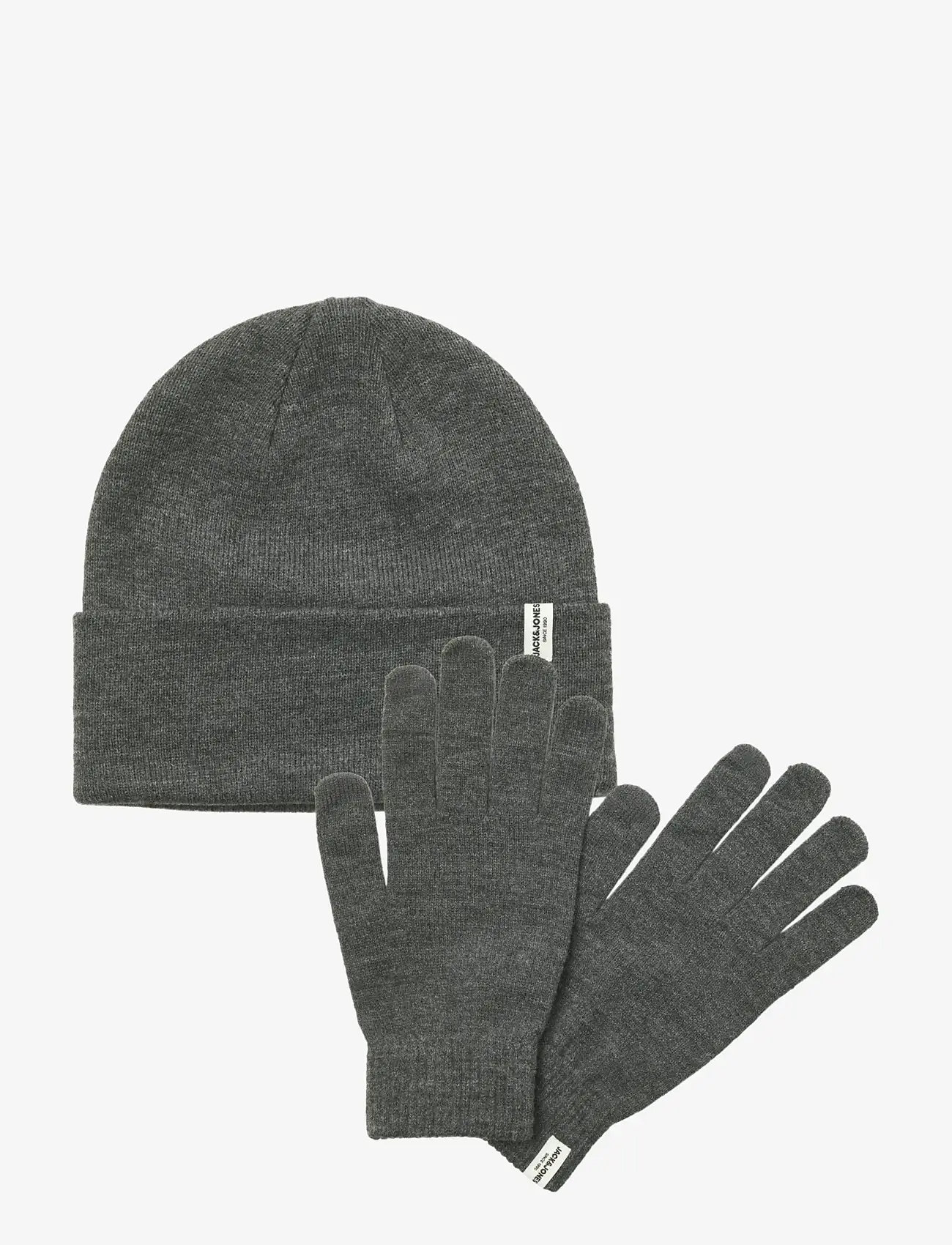 Jack & Jones - JACCOOPER BEANIE AND GLOVES GIFTBOX - kollektioner - dark grey melange - 0