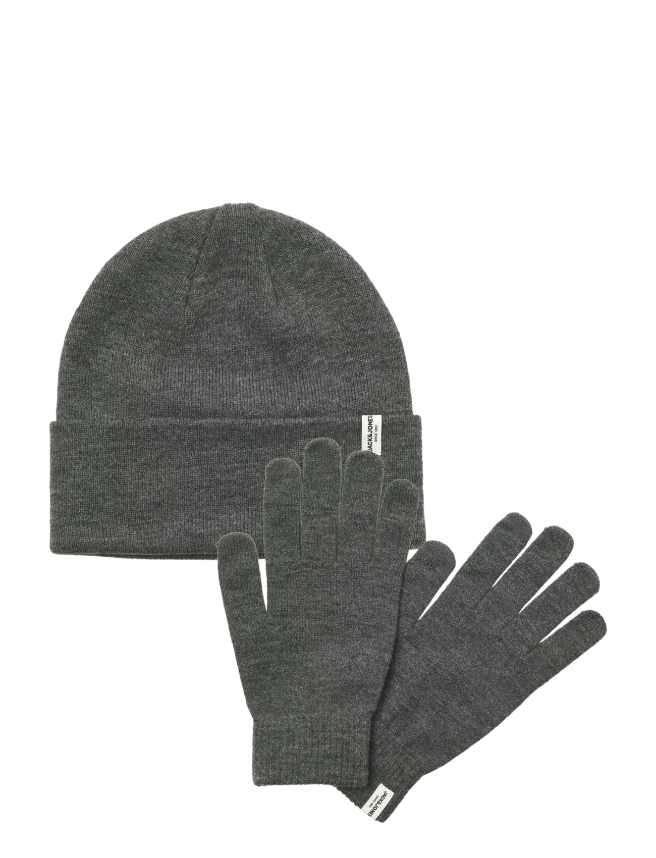 JACCOOPER BEANIE AND GLOVES GIFTBOX - DARK GREY MELANGE