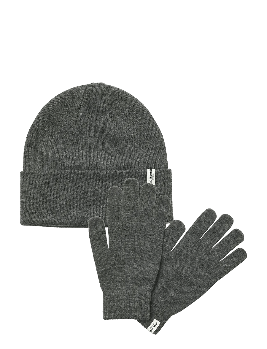 Jack & Jones - JACCOOPER BEANIE AND GLOVES GIFTBOX - kollektsioonid - dark grey melange - 1