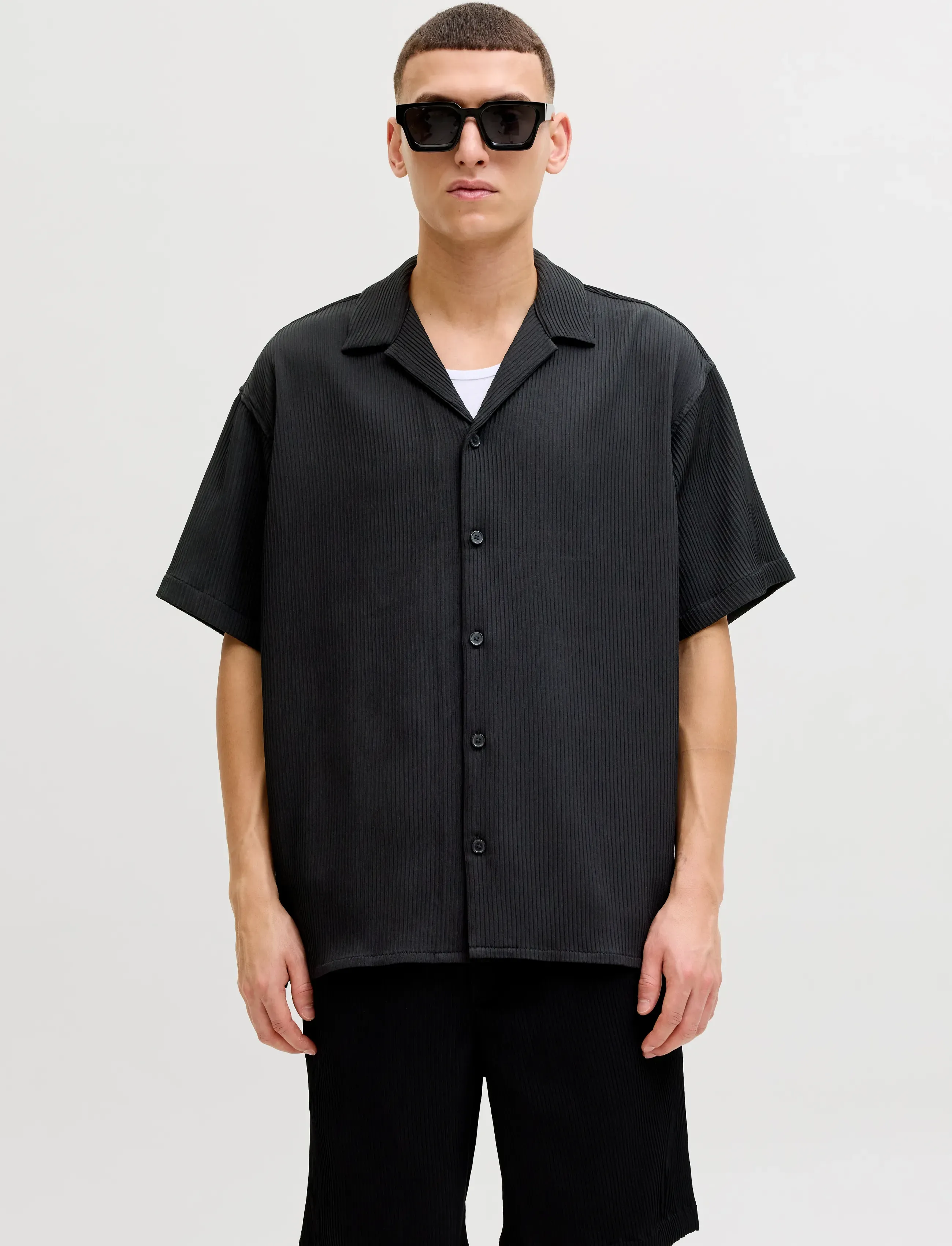 Jack & Jones Jjeharrison Resort Shirt Ss Sn, Mænd, Kortærmet Resort Skjorte, Sort, Str: XXL