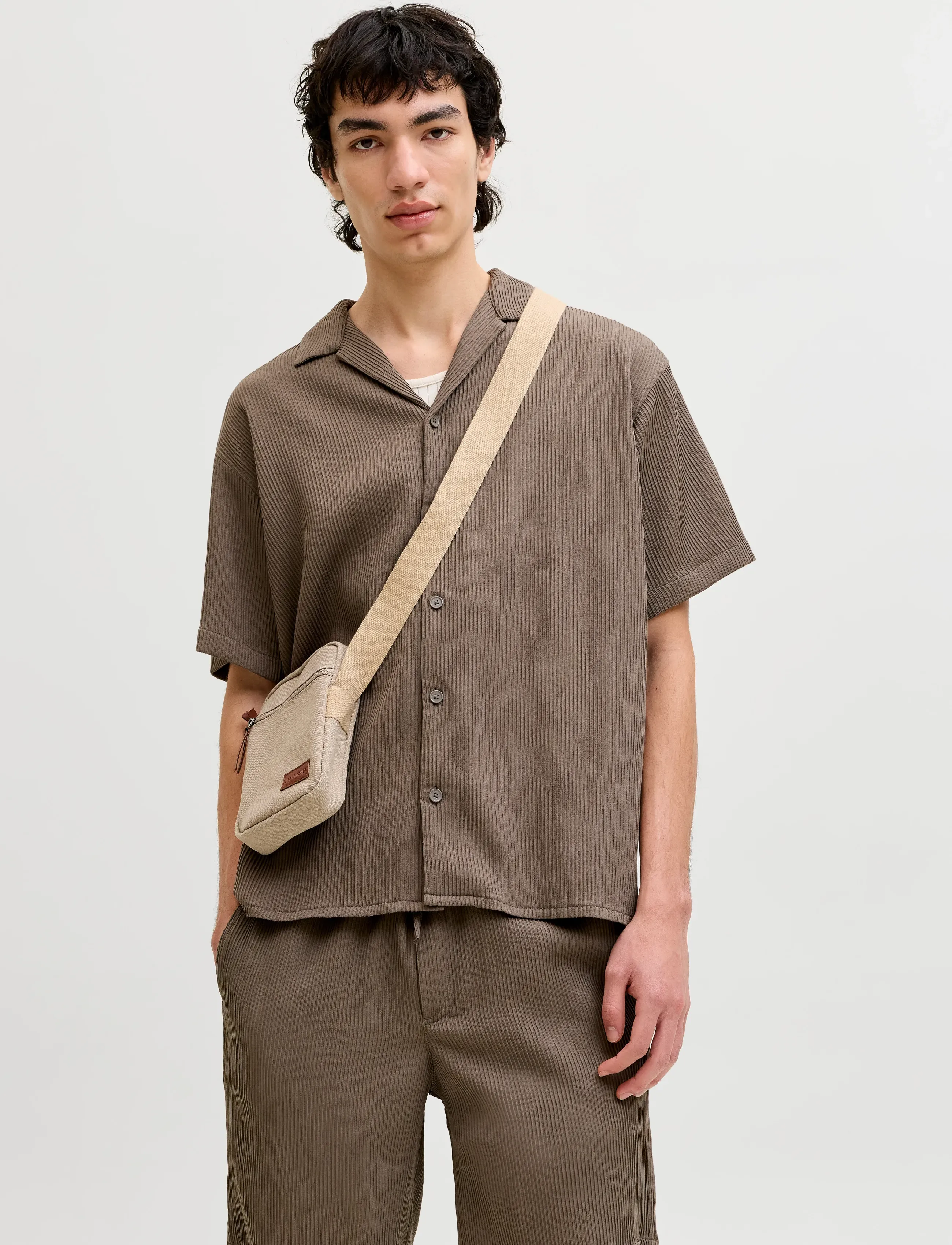 Jack & Jones Jjeharrison Resort Shirt Ss Sn, L, Shirts, Beige - Casual Männerswear