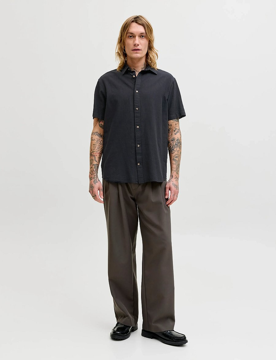 Jack & Jones - JJESUMMER LINEN BLEND SHIRT S/S SN - linen shirts - black - 3