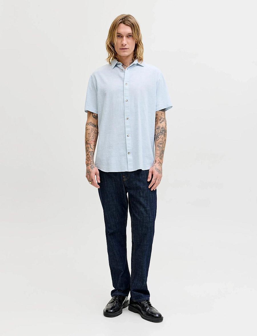 Jack & Jones - JJESUMMER LINEN BLEND SHIRT S/S SN - linen shirts - celestial blue - 3