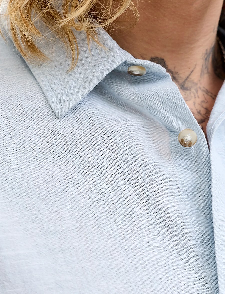 Jack & Jones - JJESUMMER LINEN BLEND SHIRT S/S SN - linen shirts - celestial blue - 5