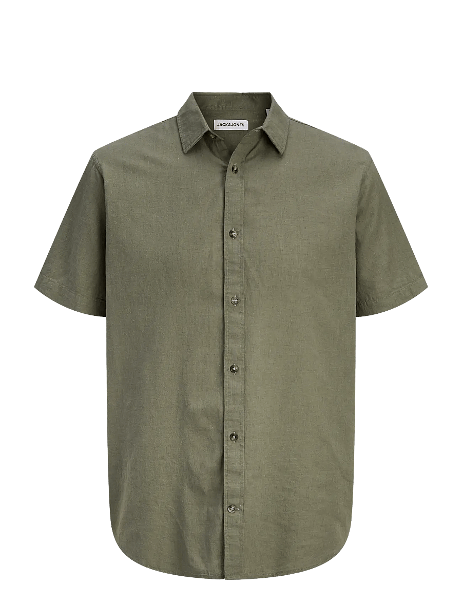 Jack & Jones - JJESUMMER LINEN BLEND SHIRT S/S SN - linneskjortor - dusty olive - 1