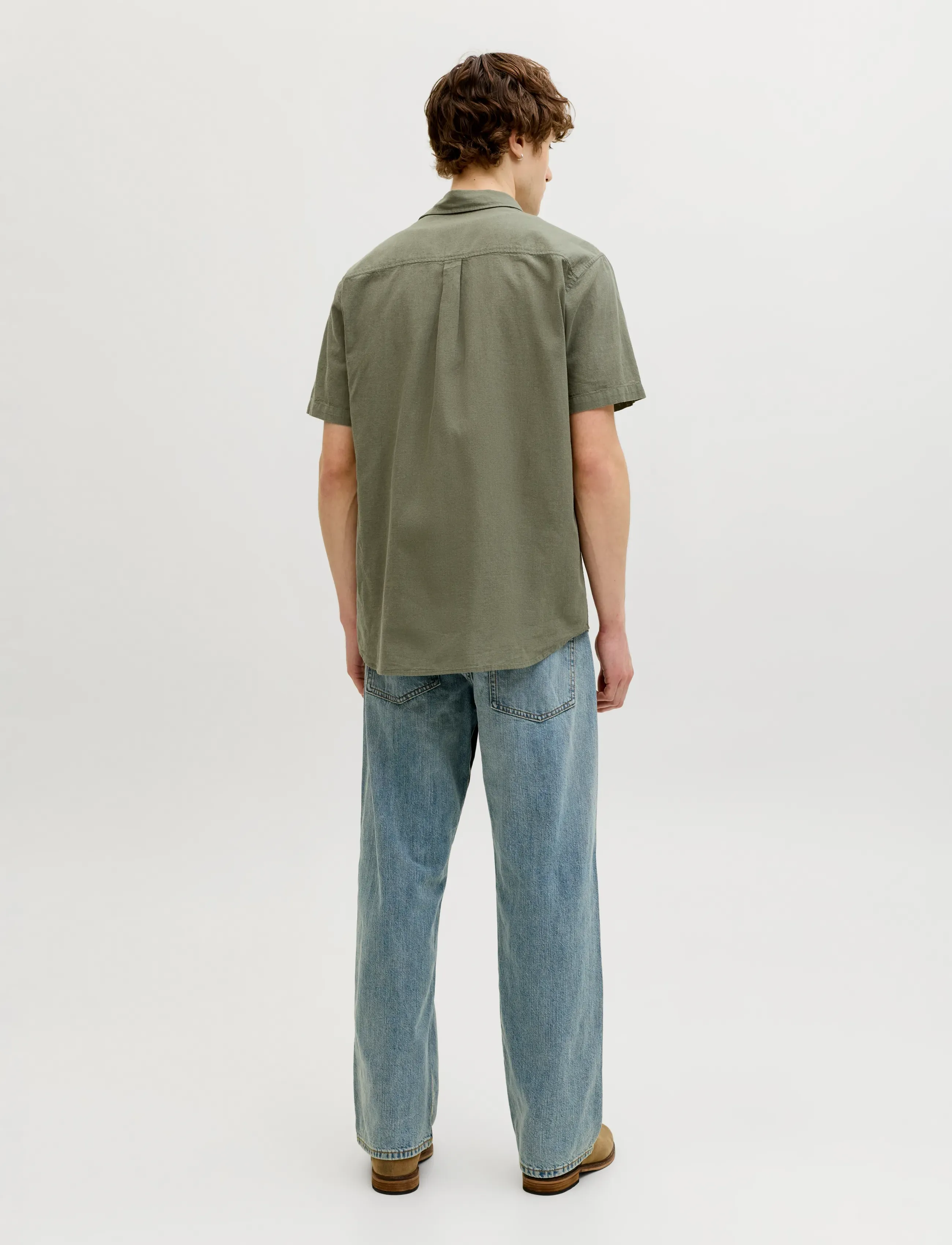 Jack & Jones - JJESUMMER LINEN BLEND SHIRT S/S SN - linased särgid - dusty olive - 2