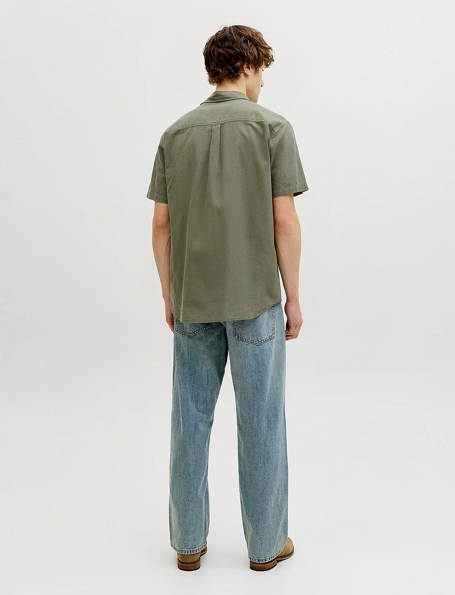Jack & Jones - JJESUMMER LINEN BLEND SHIRT S/S SN - linneskjortor - dusty olive - 2