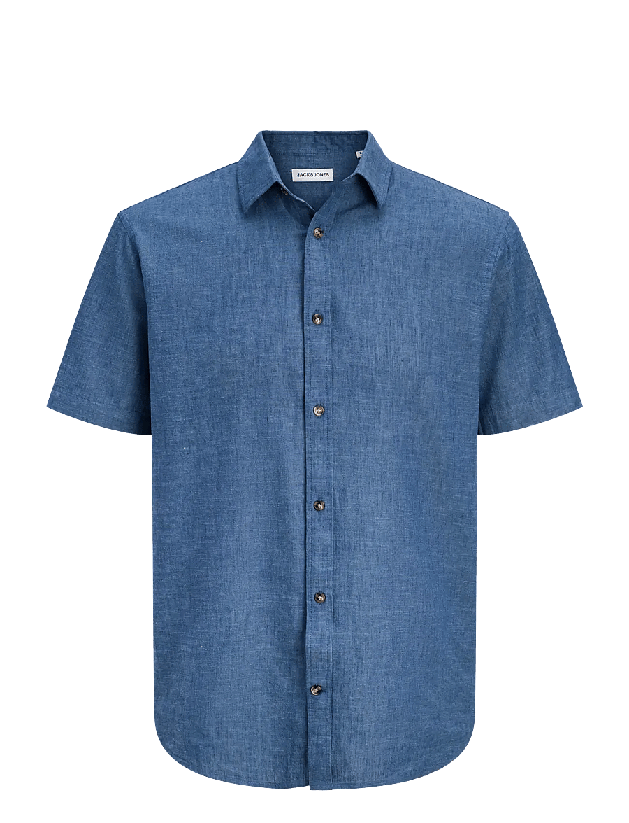 Jack & Jones - JJESUMMER LINEN BLEND SHIRT S/S SN - hørskjorter - navy blazer - 1