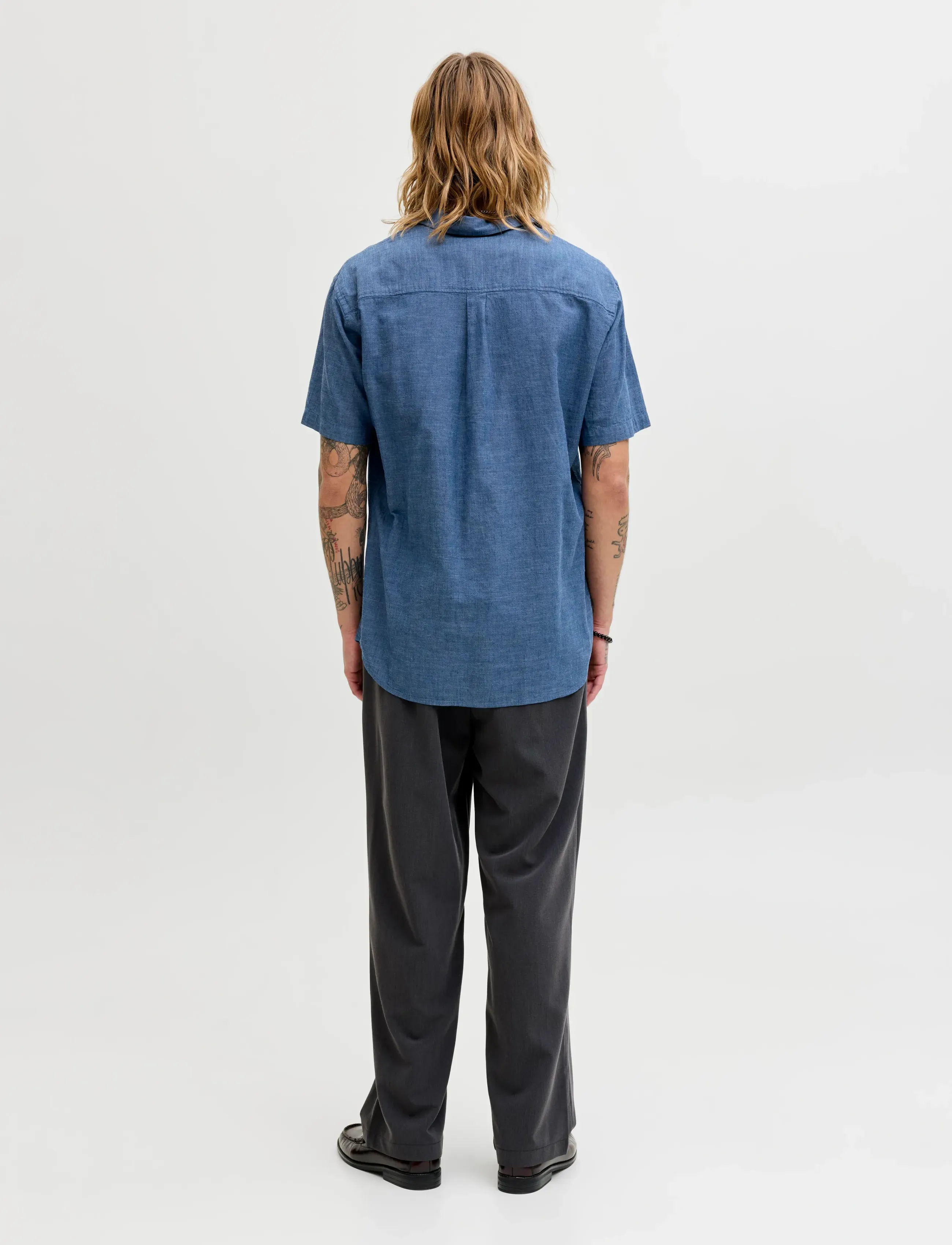 Jack & Jones - JJESUMMER LINEN BLEND SHIRT S/S SN - hørskjorter - navy blazer - 2