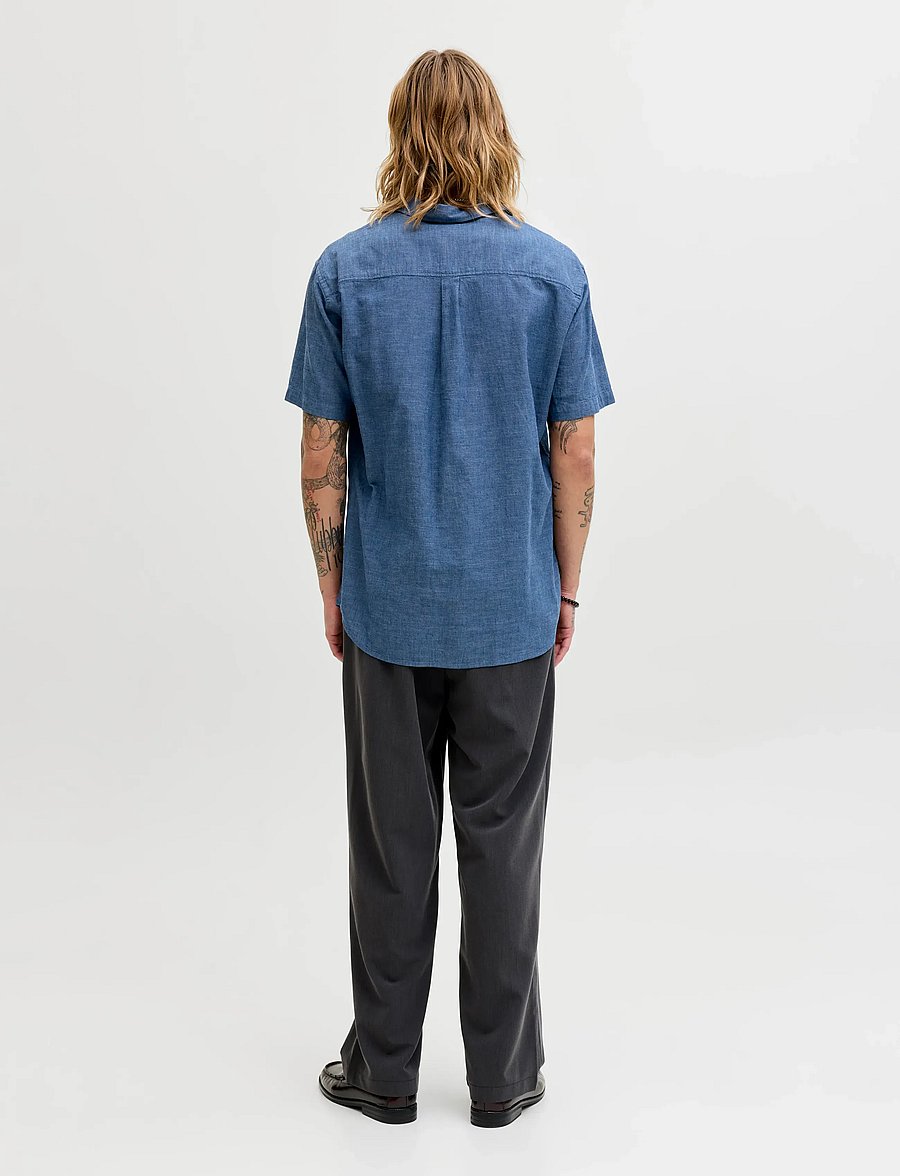 Jack & Jones - JJESUMMER LINEN BLEND SHIRT S/S SN - hørskjorter - navy blazer - 2