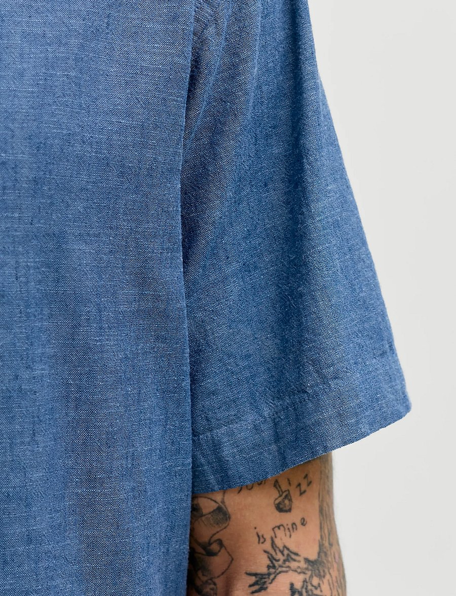 Jack & Jones - JJESUMMER LINEN BLEND SHIRT S/S SN - hørskjorter - navy blazer - 4