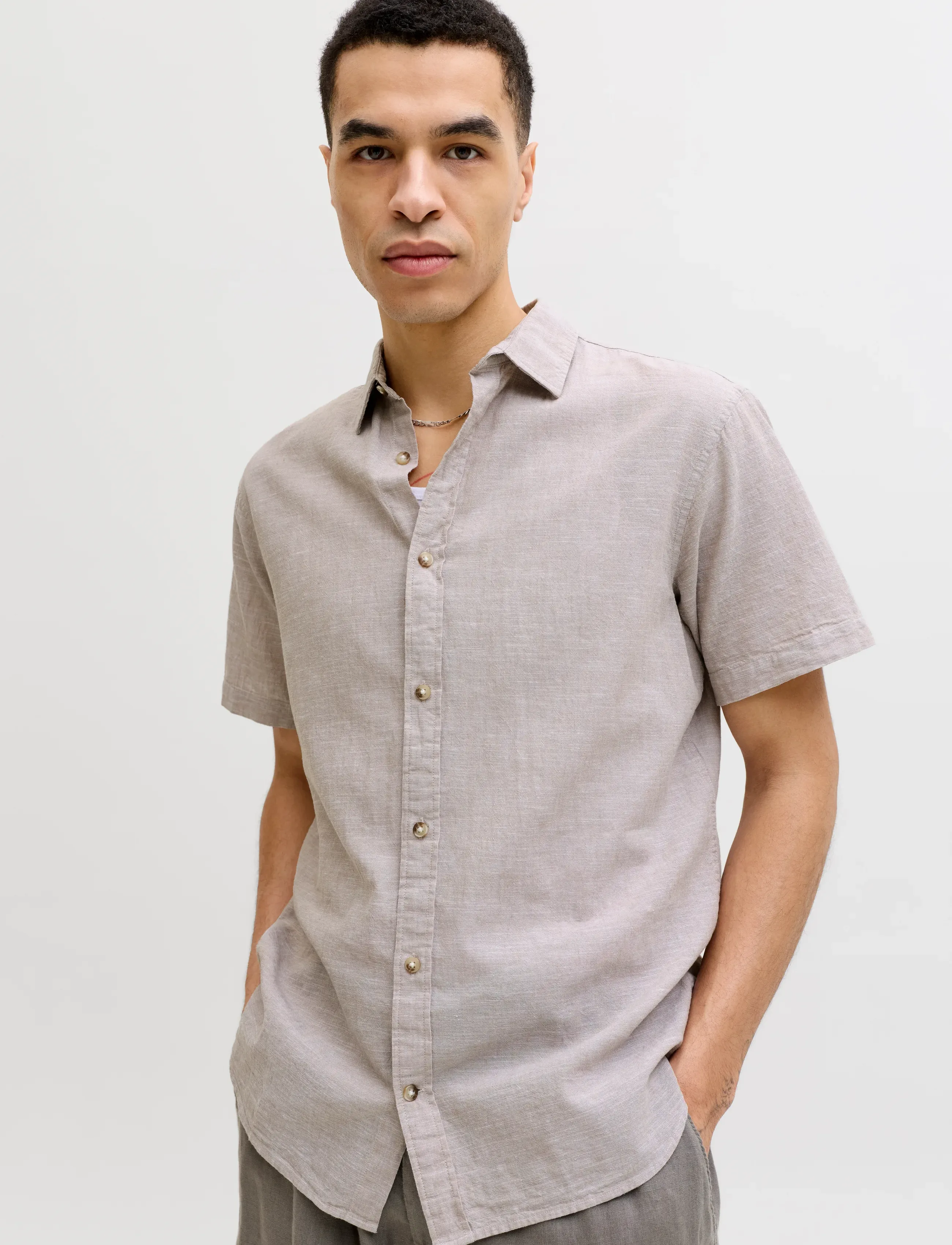 JACK & JONES Jjesummer Linen Blend Shirt S/S Sn kortärmade skjortor herr – bild 5