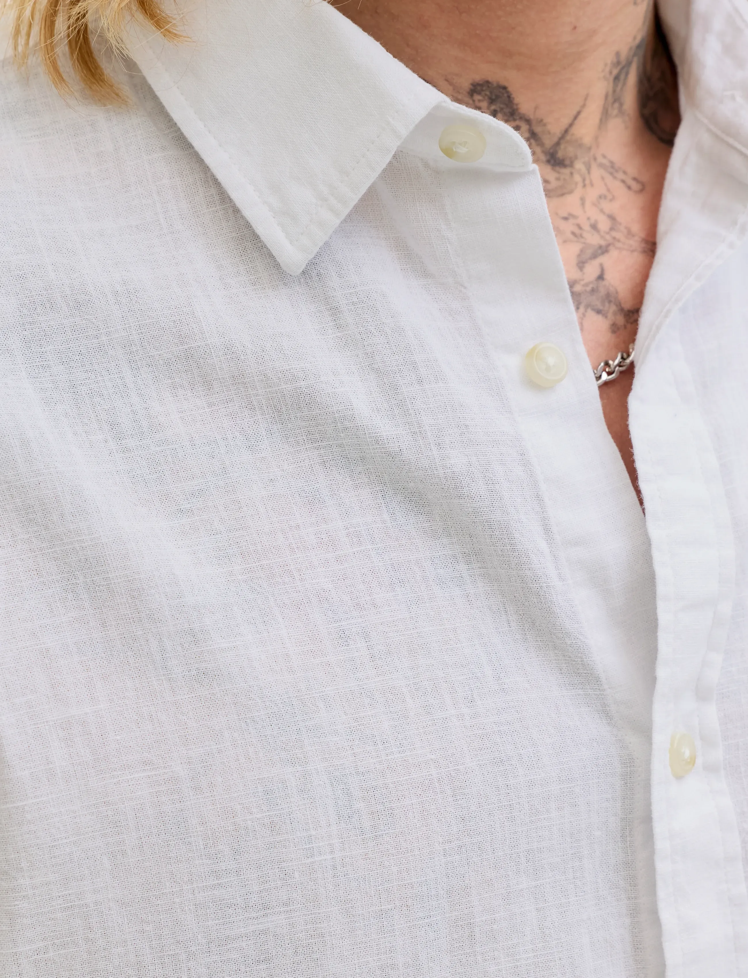 Jack & Jones - JJESUMMER LINEN BLEND SHIRT S/S SN - hørskjorter - white - 4
