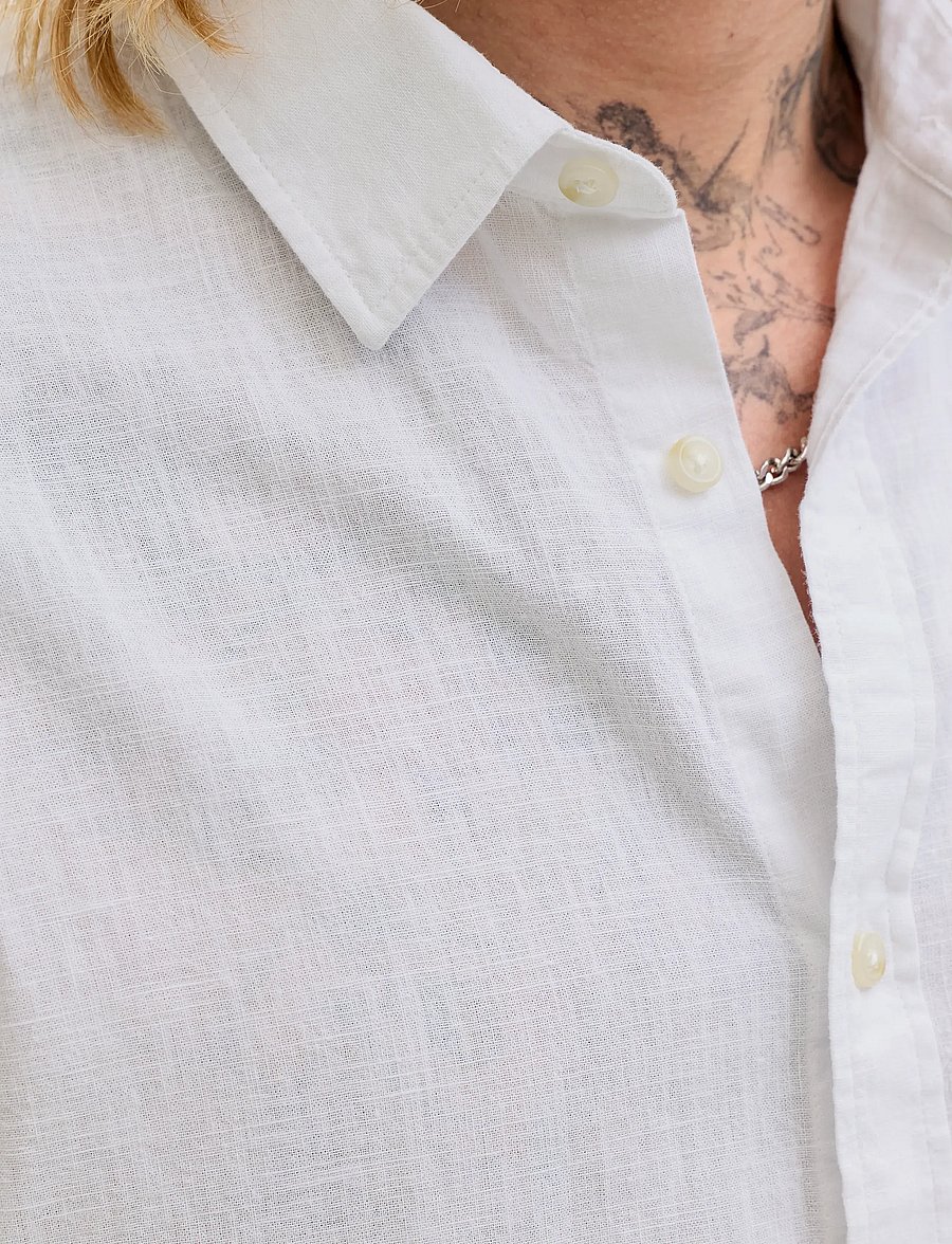 Jack & Jones - JJESUMMER LINEN BLEND SHIRT S/S SN - linen shirts - white - 4