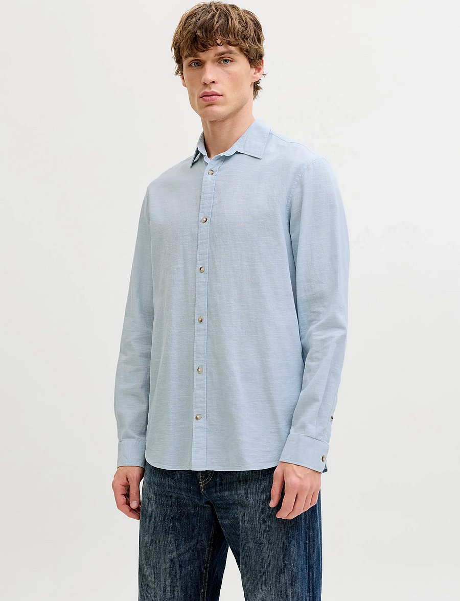 Jack & Jones - JJESUMMER LINEN BLEND SHIRT L/S SN - linen shirts - celestial blue - 0