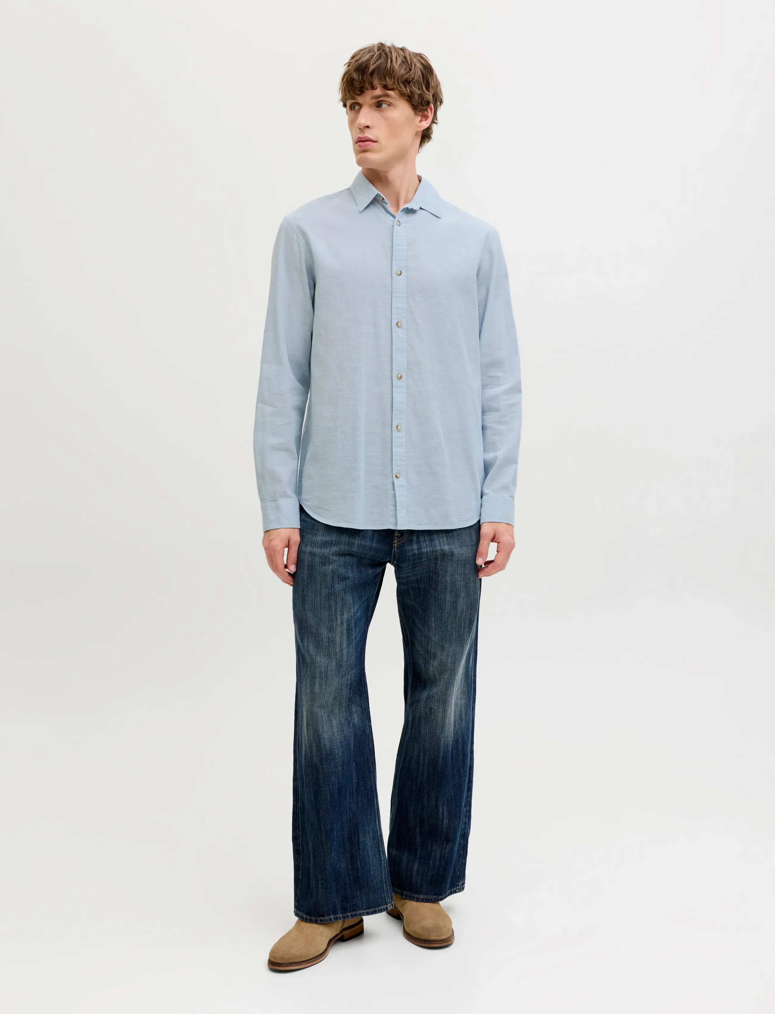 Jack & Jones - JJESUMMER LINEN BLEND SHIRT L/S SN - hørskjorter - celestial blue - 3