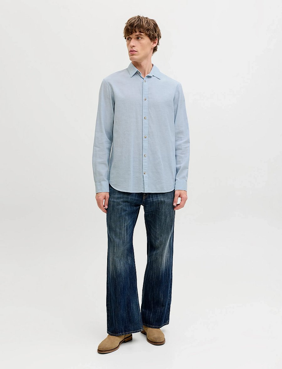 Jack & Jones - JJESUMMER LINEN BLEND SHIRT L/S SN - linen shirts - celestial blue - 3