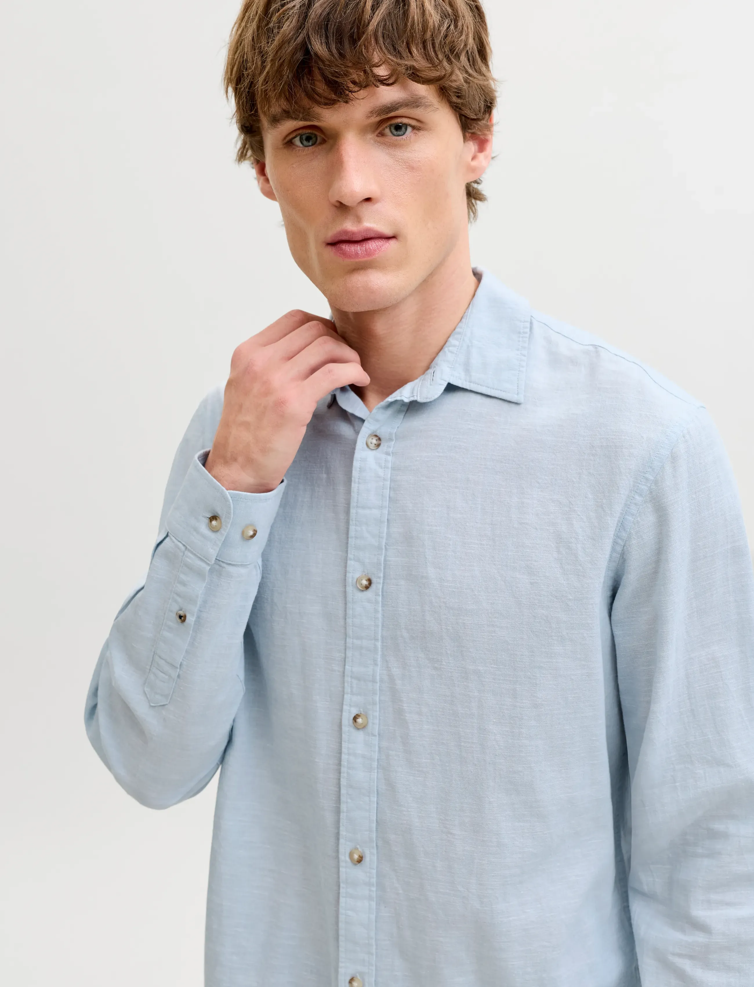 Jack & Jones - JJESUMMER LINEN BLEND SHIRT L/S SN - hørskjorter - celestial blue - 5