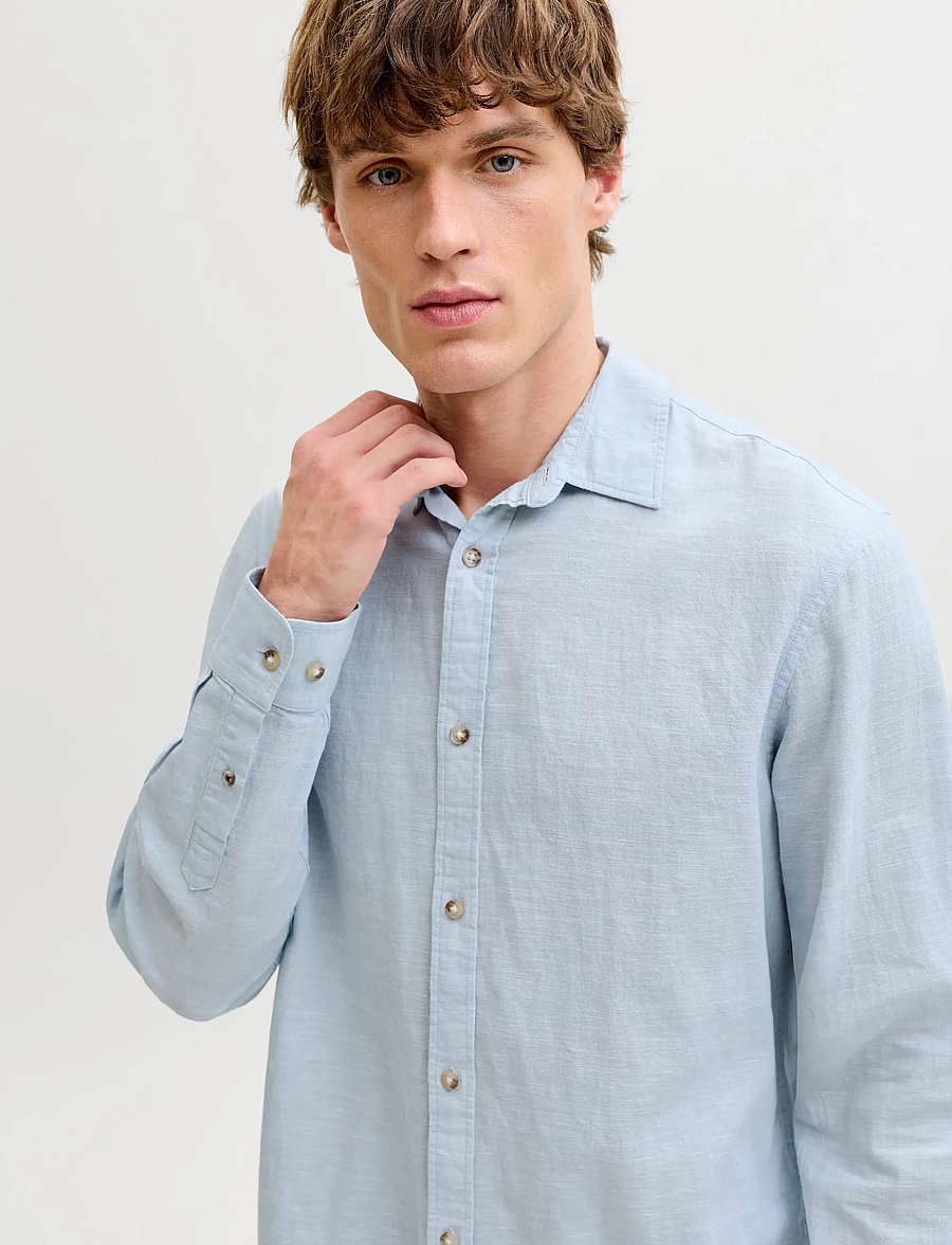 Jack & Jones - JJESUMMER LINEN BLEND SHIRT L/S SN - linen shirts - celestial blue - 5