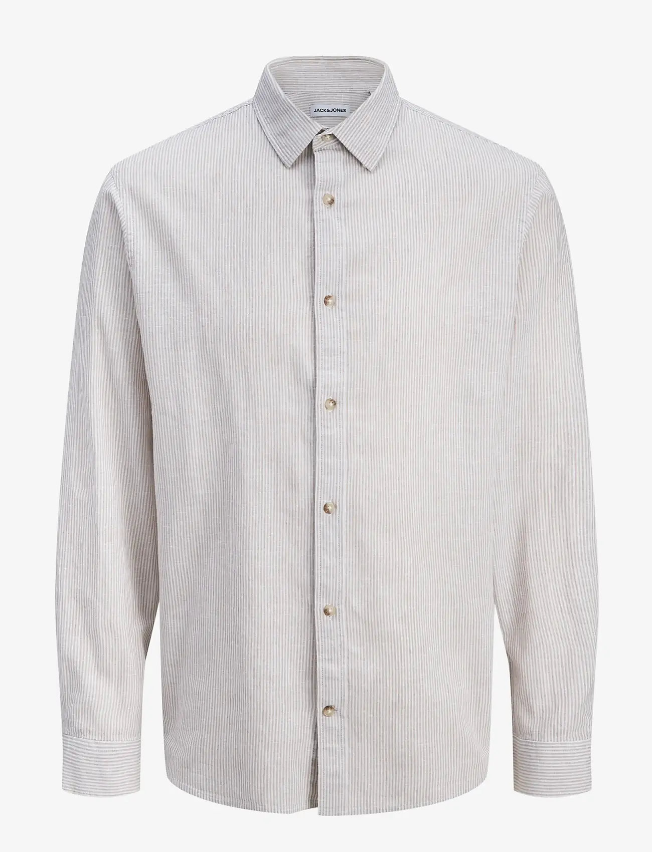 Jack & Jones - JJESUMMER LINEN BLEND SHIRT L/S SN - linneskjortor - crockery - 1