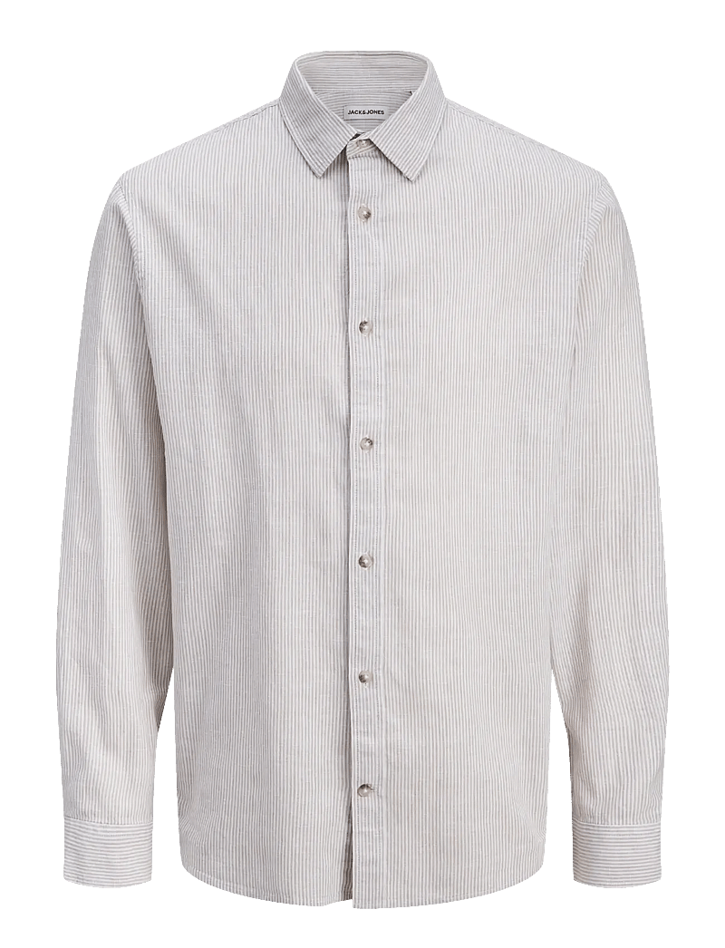 Jack & Jones - JJESUMMER LINEN BLEND SHIRT L/S SN - linneskjortor - crockery - 1