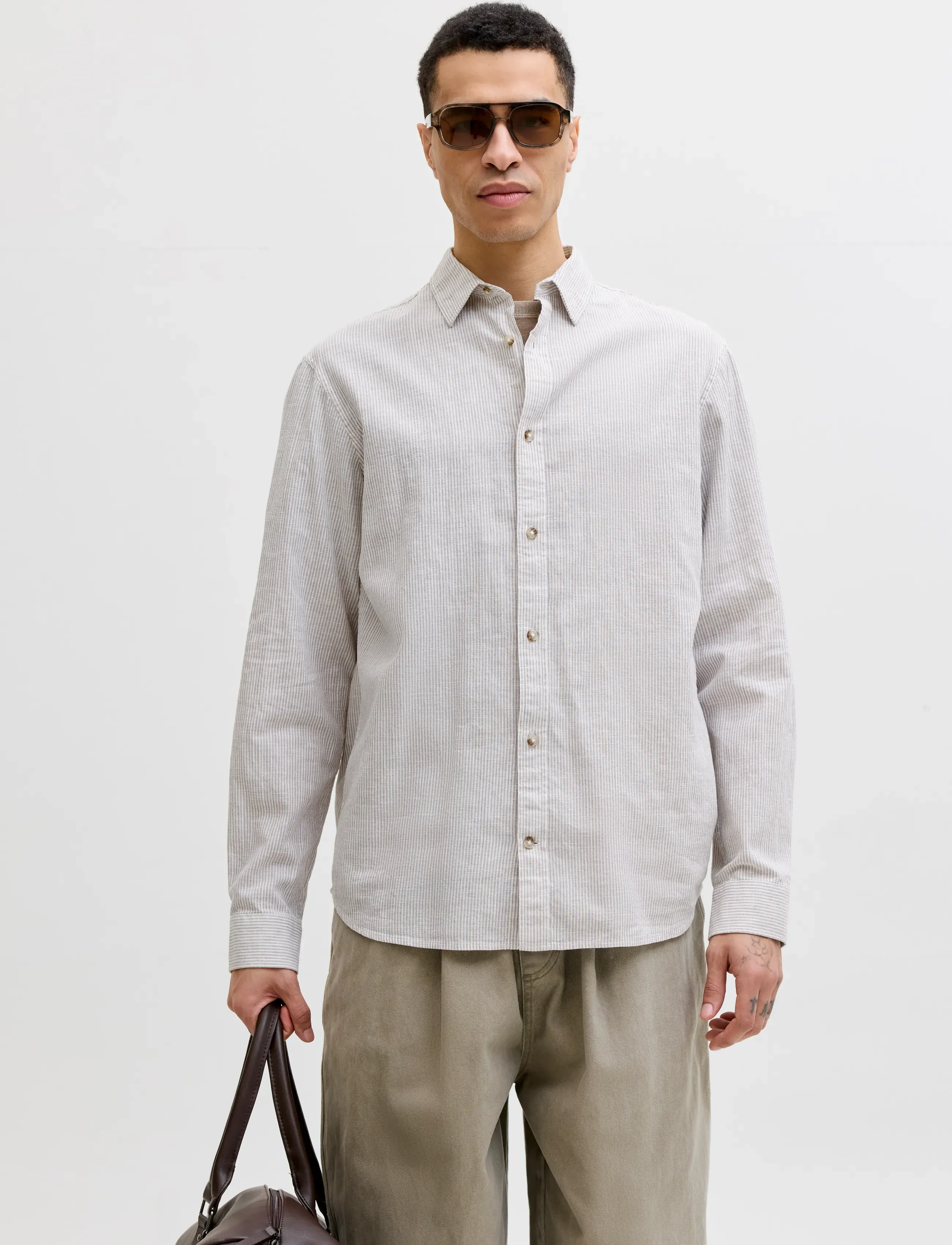 Jack & Jones JJESUMMER LINEN BLEND SHIRT L/S SN - Neuheiten - CROCKERY / grey