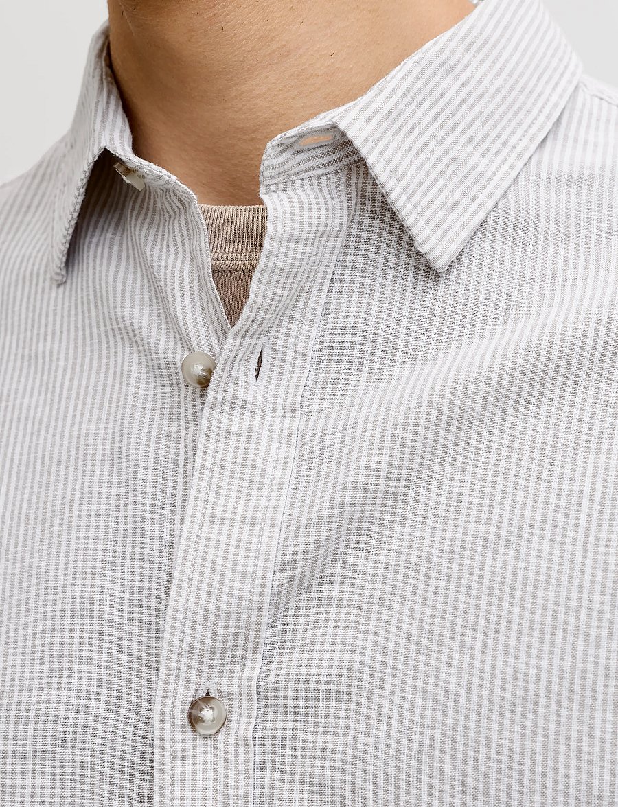 Jack & Jones - JJESUMMER LINEN BLEND SHIRT L/S SN - linen shirts - crockery - 4