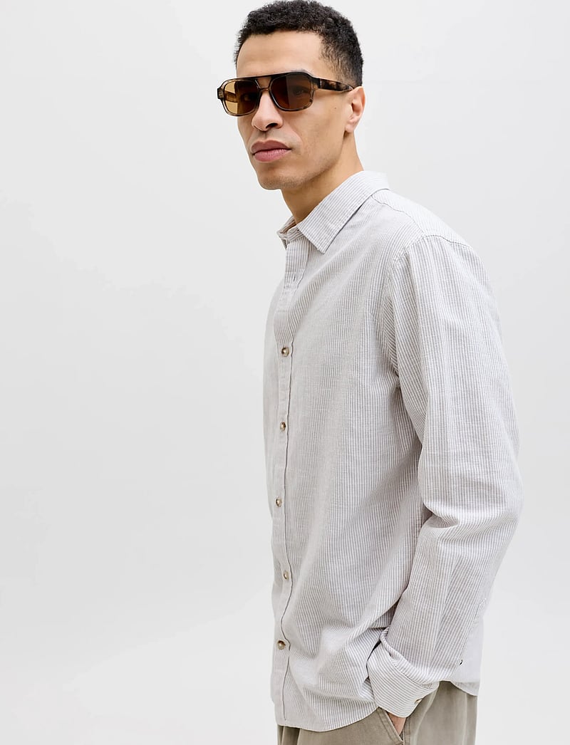 Jack & Jones - JJESUMMER LINEN BLEND SHIRT L/S SN - linneskjortor - crockery - 5