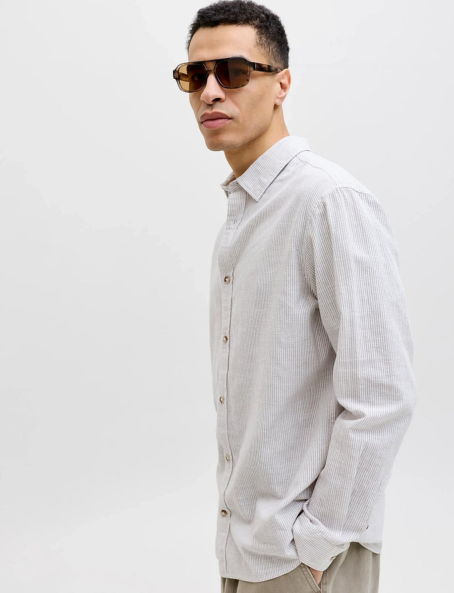 Jack & Jones - JJESUMMER LINEN BLEND SHIRT L/S SN - linen shirts - crockery - 5