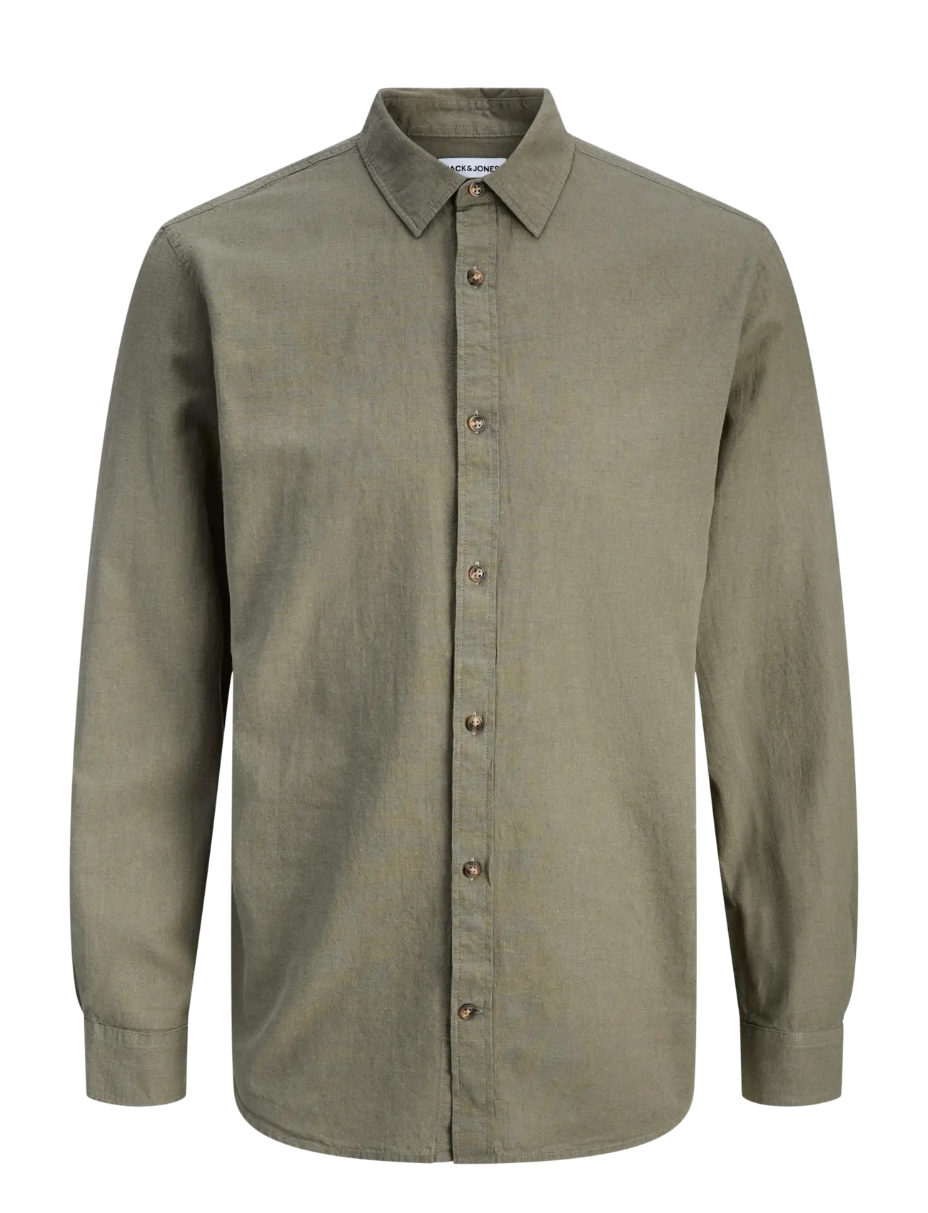 Jack & Jones JJESUMMER LINEN BLEND SHIRT L/S SN - Särgid - DUSTY OLIVE / khaki/green