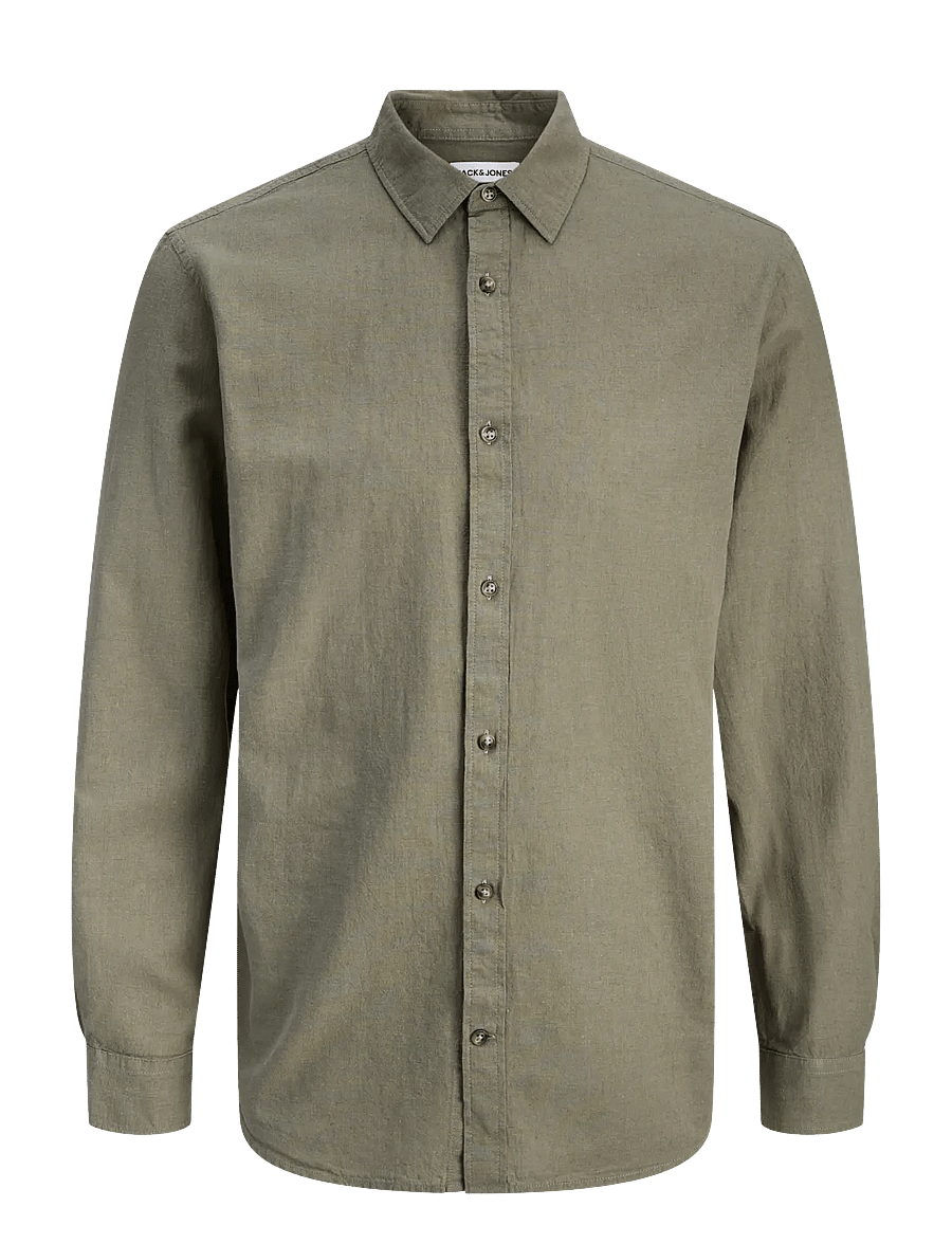 Jack & Jones - JJESUMMER LINEN BLEND SHIRT L/S SN - hørskjorter - dusty olive - 1