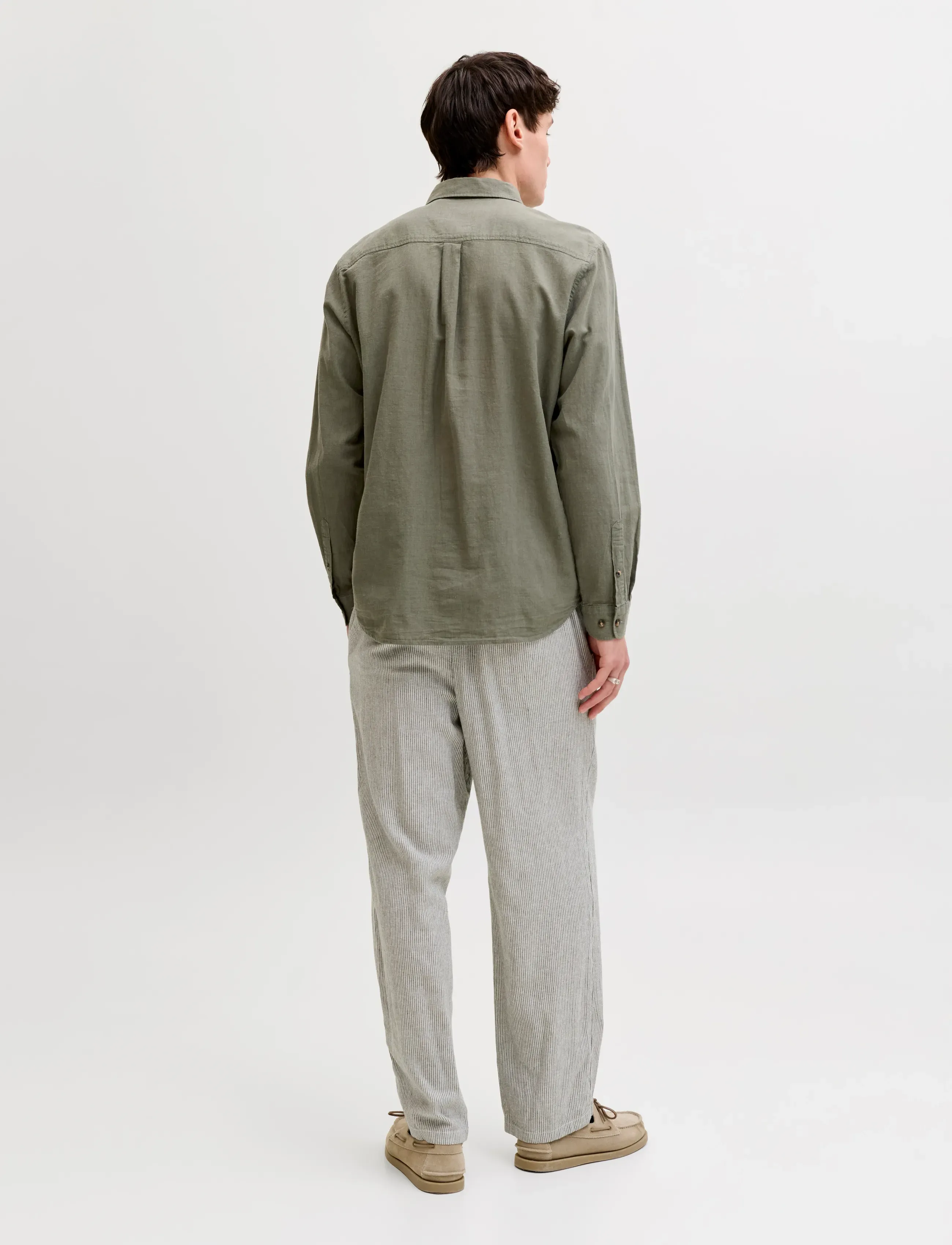 Jack & Jones - JJESUMMER LINEN BLEND SHIRT L/S SN - hørskjorter - dusty olive - 2