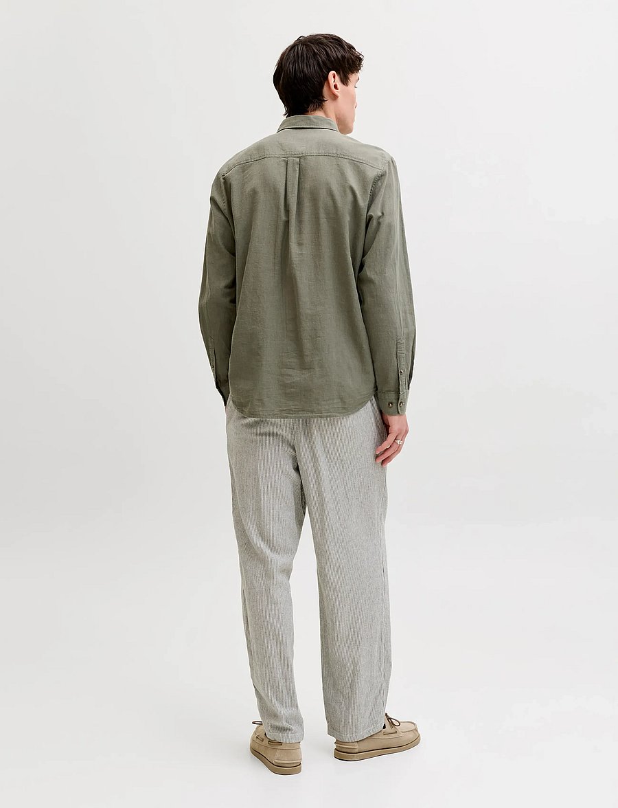 Jack & Jones - JJESUMMER LINEN BLEND SHIRT L/S SN - hørskjorter - dusty olive - 2