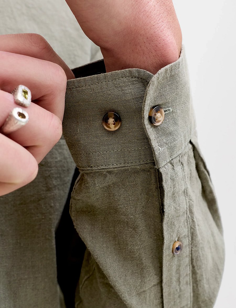 Jack & Jones - JJESUMMER LINEN BLEND SHIRT L/S SN - hørskjorter - dusty olive - 4