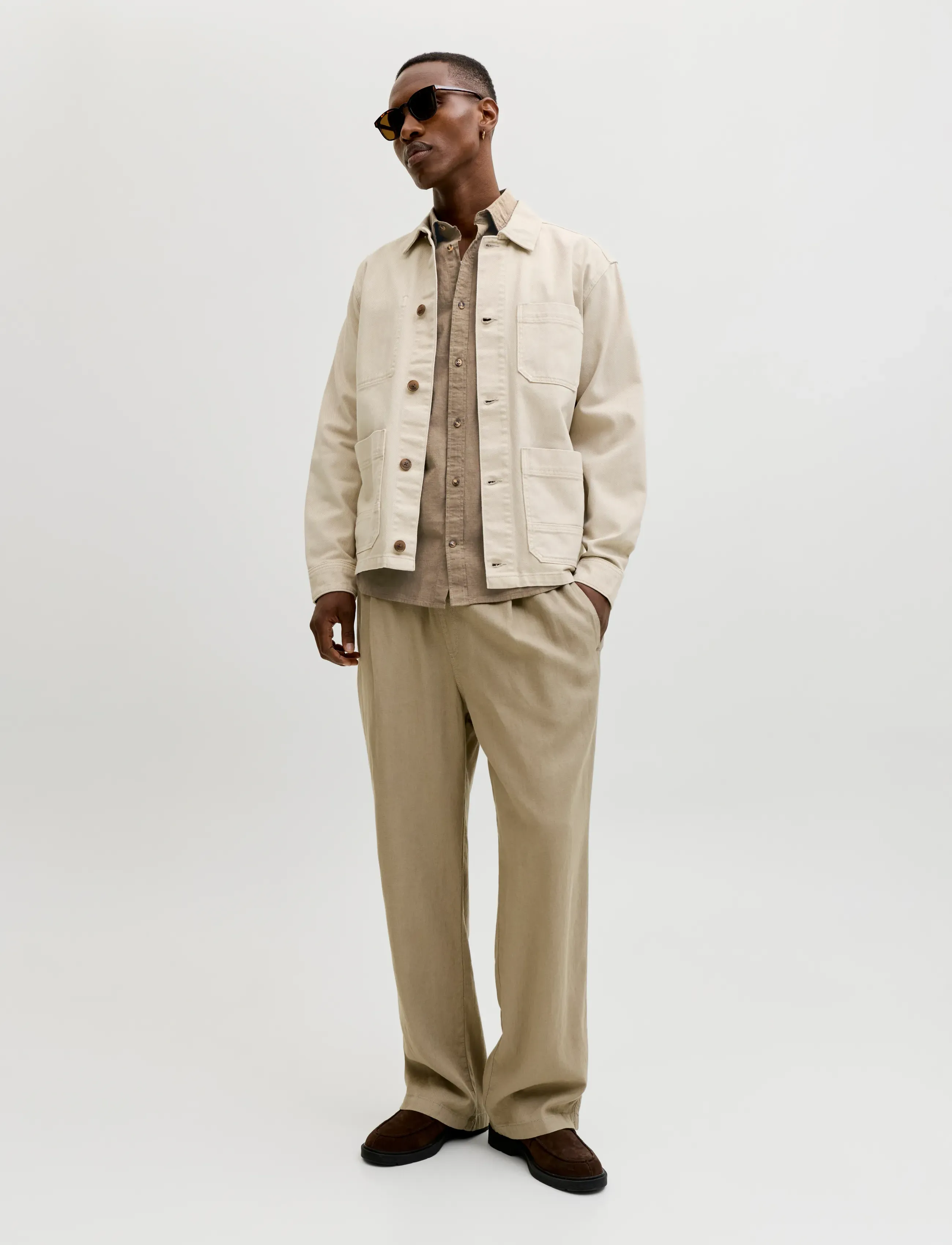 Jack & Jones - JJESUMMER LINEN BLEND SHIRT L/S SN - hørskjorter - falcon - 3