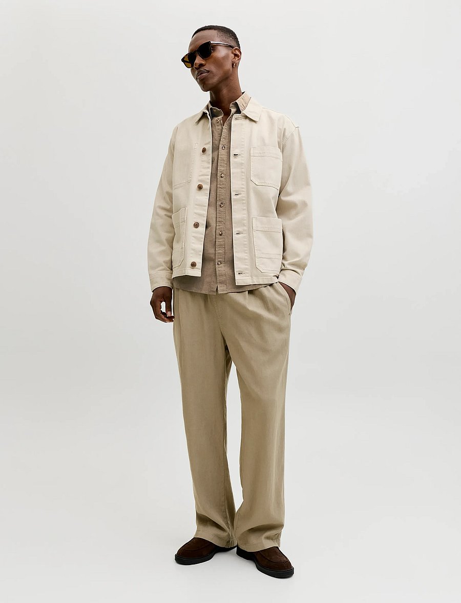 Jack & Jones - JJESUMMER LINEN BLEND SHIRT L/S SN - linased särgid - falcon - 3
