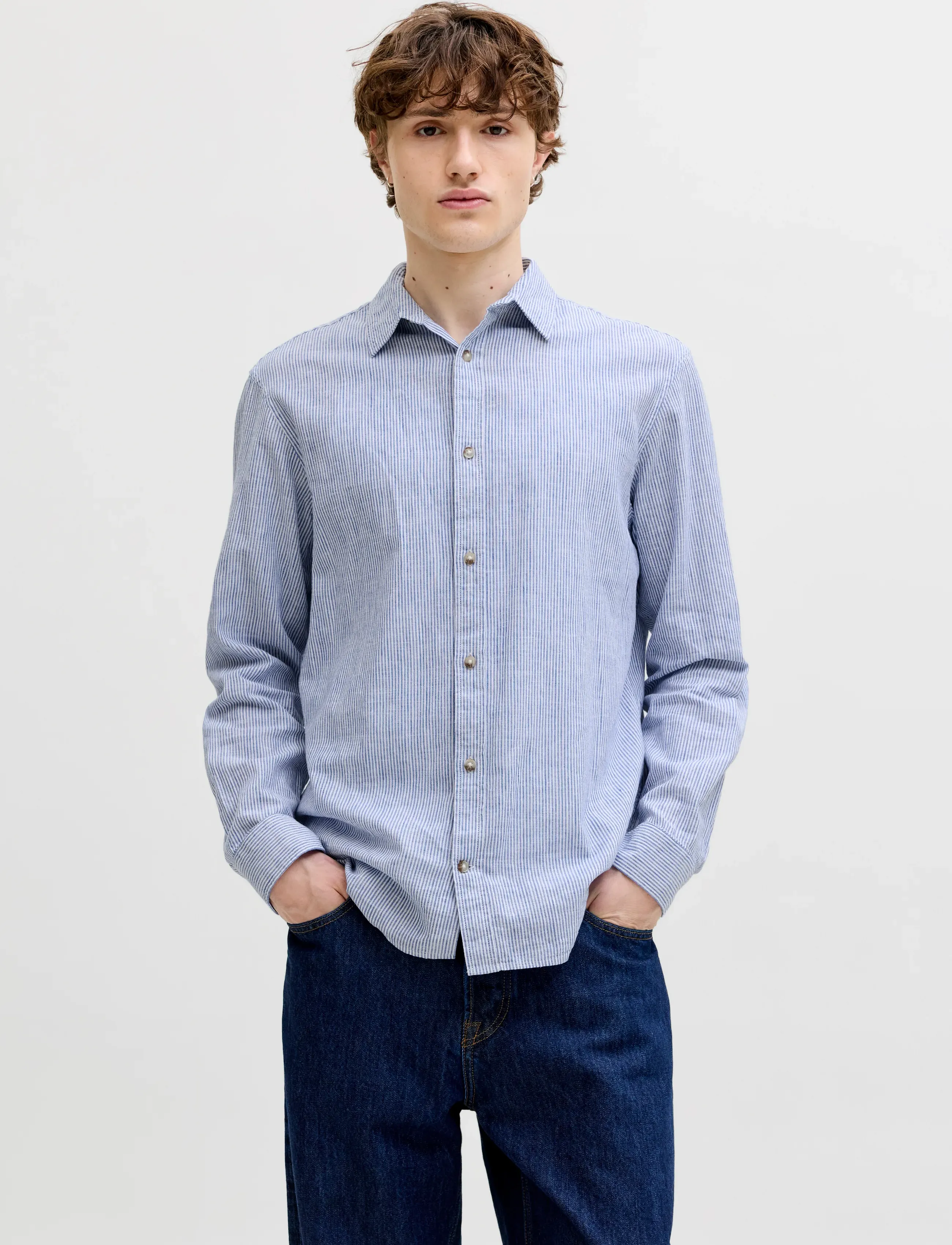 Jack & Jones JJESUMMER LINEN BLEND SHIRT L/S SN - Skjorter - INFINITY / blue