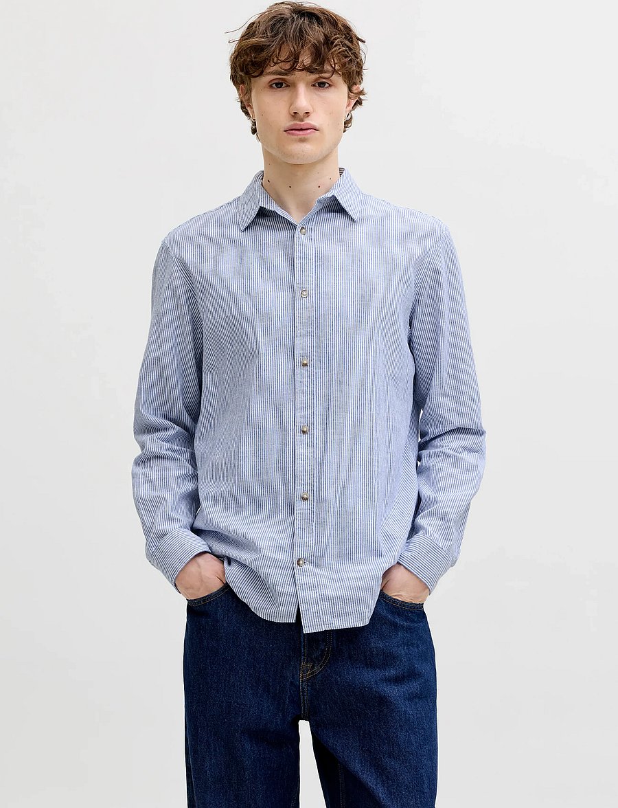 Jack & Jones - JJESUMMER LINEN BLEND SHIRT L/S SN - linen shirts - infinity - 0