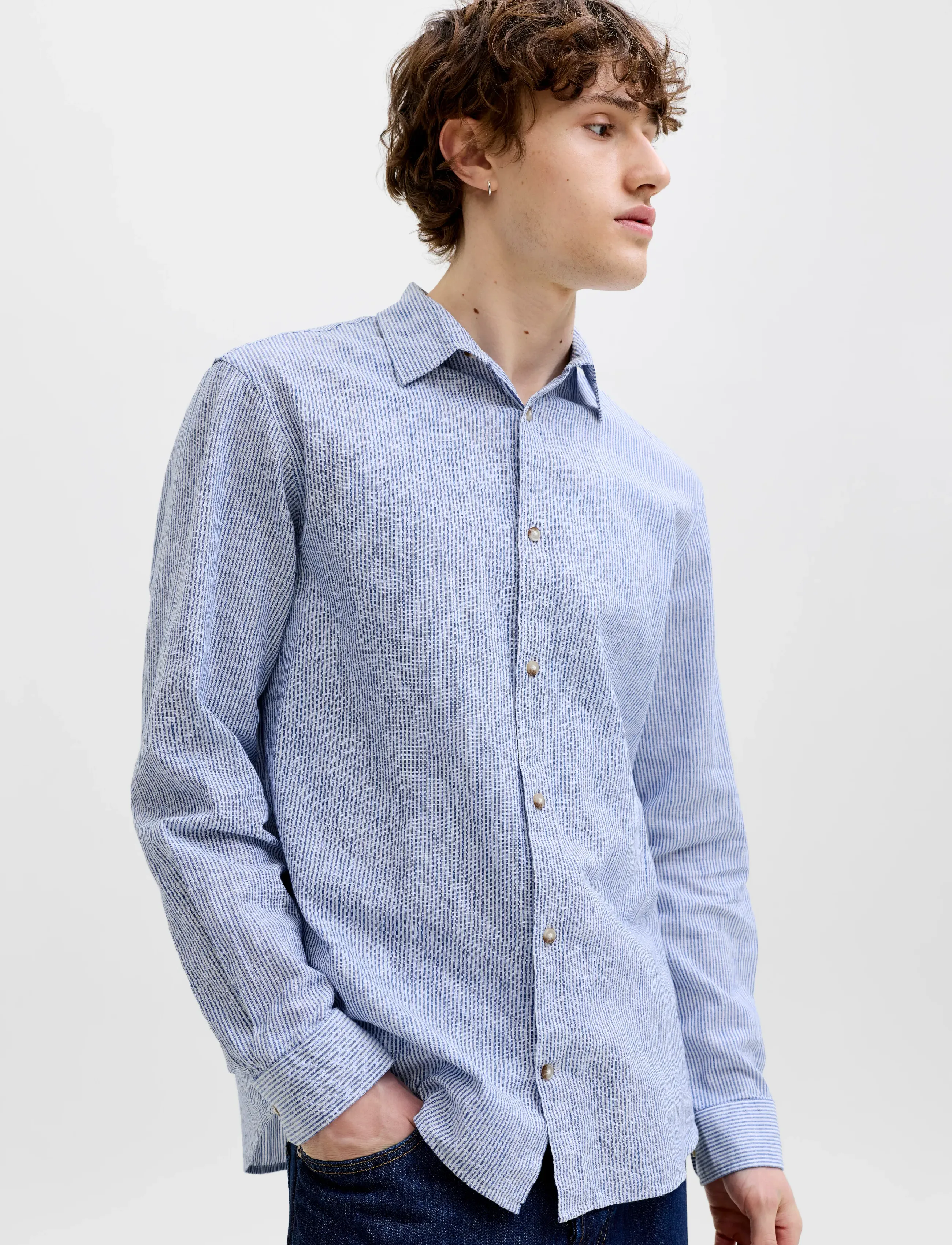 Jack & Jones - JJESUMMER LINEN BLEND SHIRT L/S SN - hørskjorter - infinity - 5