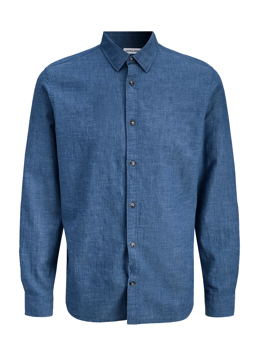 Jack & Jones - JJESUMMER LINEN BLEND SHIRT L/S SN - linneskjortor - navy blazer - 1