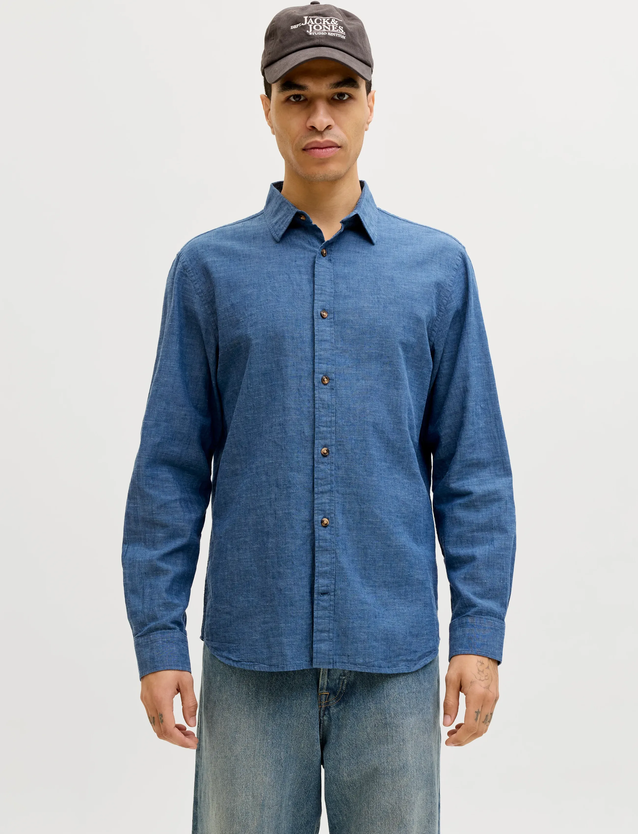 Jack & Jones JJESUMMER LINEN BLEND SHIRT L/S SN - Skjorter - NAVY BLAZER / blue