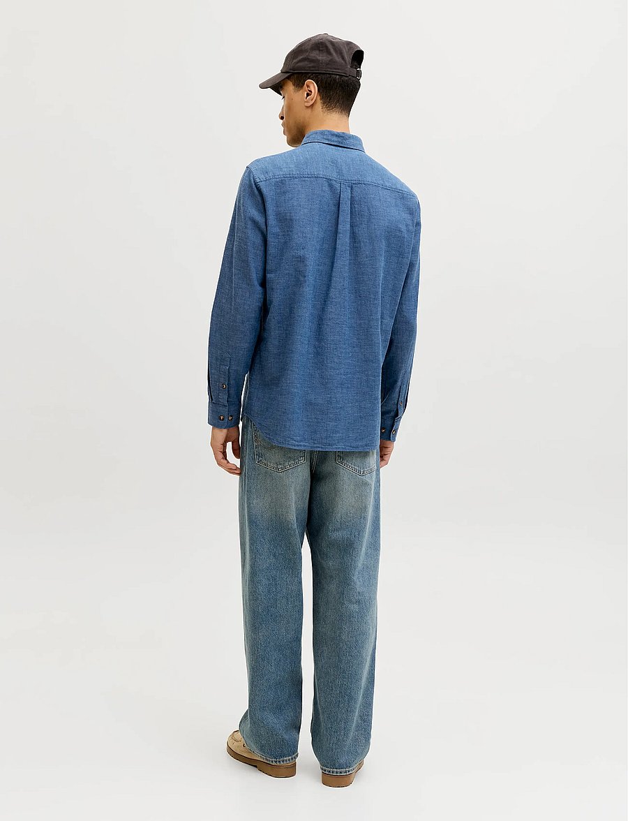 Jack & Jones - JJESUMMER LINEN BLEND SHIRT L/S SN - linneskjortor - navy blazer - 2