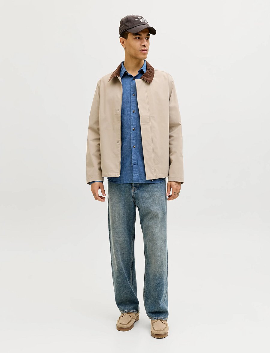 Jack & Jones - JJESUMMER LINEN BLEND SHIRT L/S SN - linneskjortor - navy blazer - 3