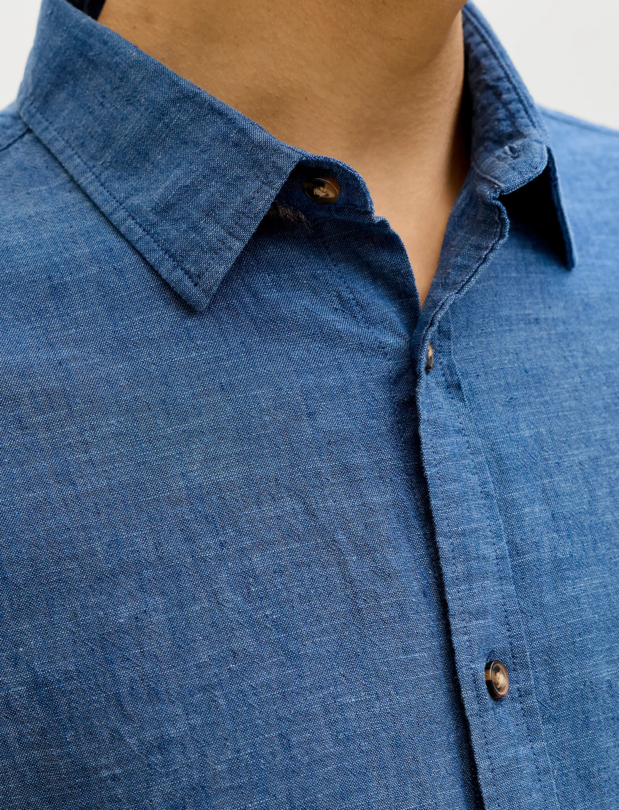 Jack & Jones - JJESUMMER LINEN BLEND SHIRT L/S SN - hørskjorter - navy blazer - 4